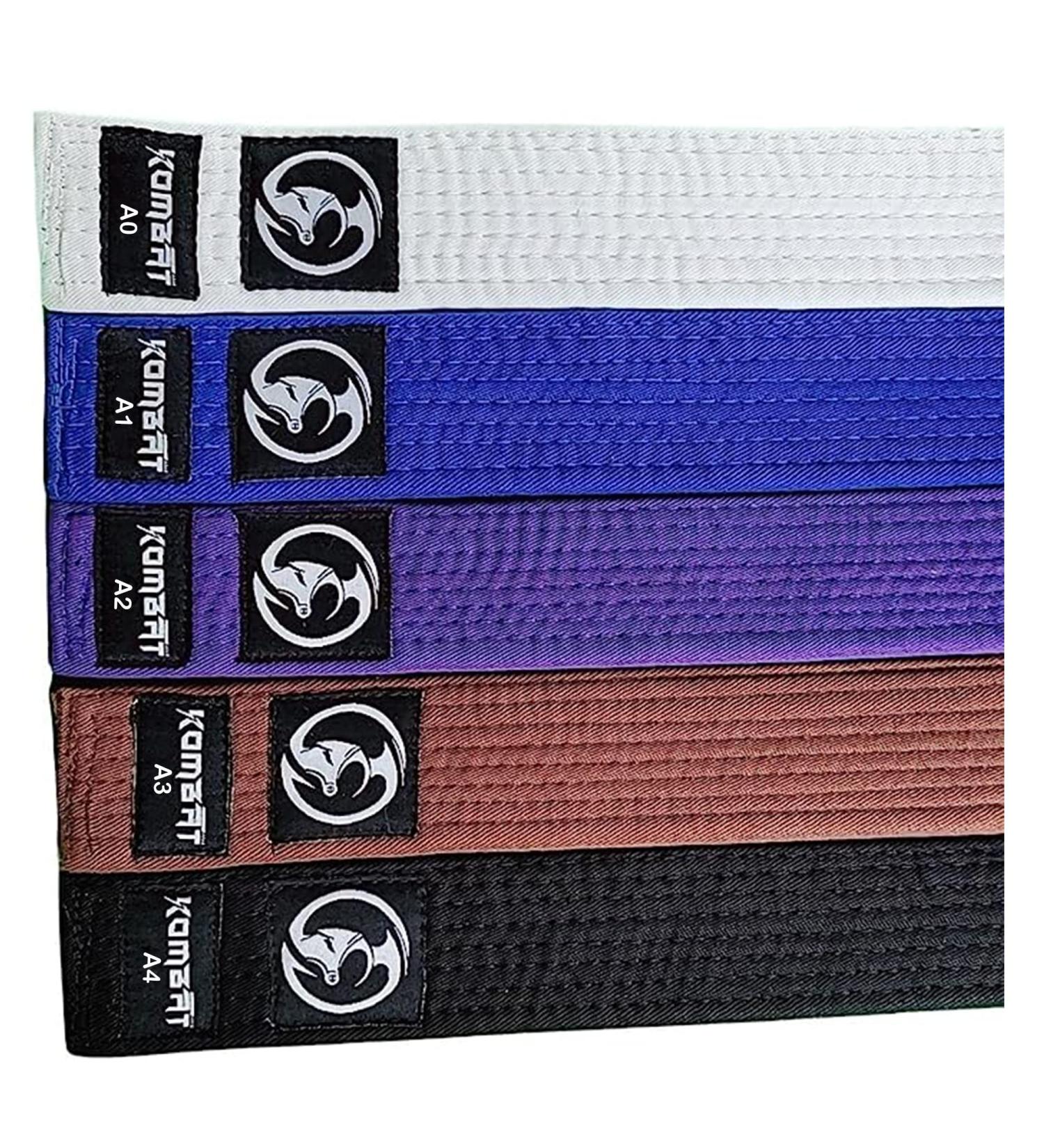 KOMBAT Jiu Jitsu BJJ Premium Belts | Pro Grade with Sleeve Bar & Ranking Stripes | Durable A5 White | IBJJF Competition Approved - Buy Online on SooperMarket.com
