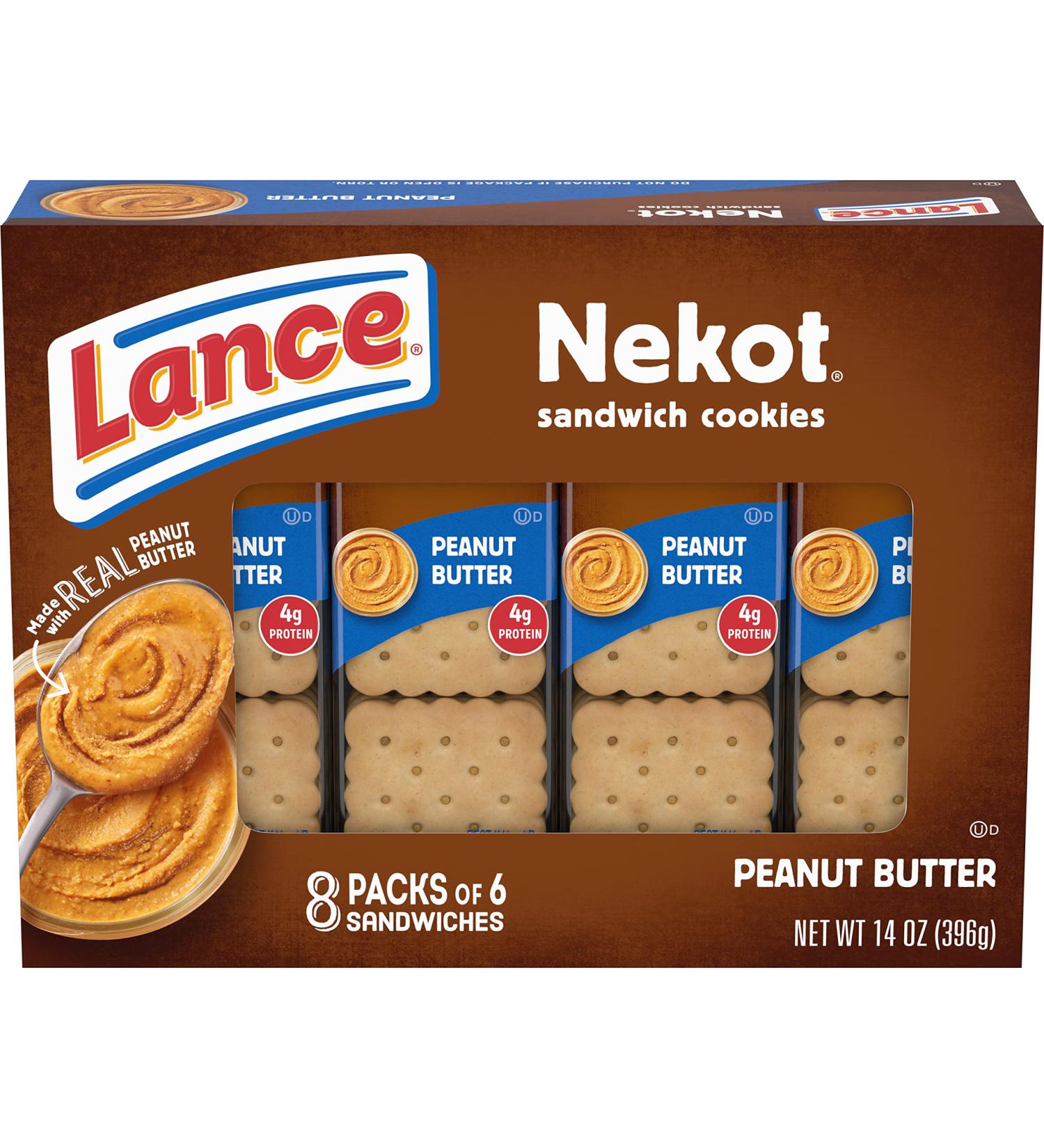 Lance Nekot Peanut Butter Sandwich Cookies - 8 Individually Wrapped Packs - Buy Online on SooperMarket.com
