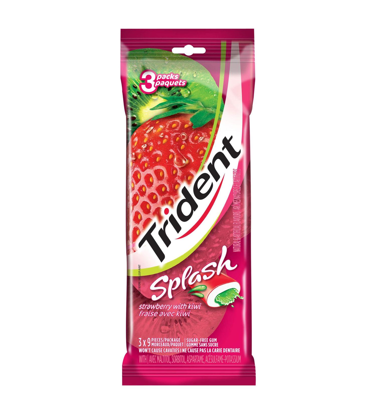Trident Splash Sugar Free Strawberry Kiwi 3 X 9 Pellet 3 Count Strawberry Kiwi 3 count (Pack of 3) - Buy Online on SooperMarket.com