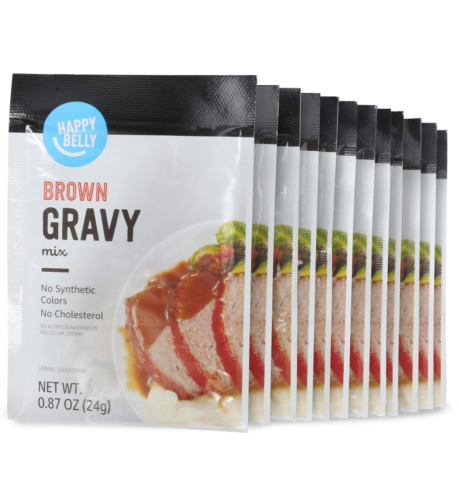 Amazon Brand Happy Belly Brown Gravy Mix 0.87 Oz (Pack of 12) - Savory Flavor for Delicious Meals - Buy Online on SooperMarket.com