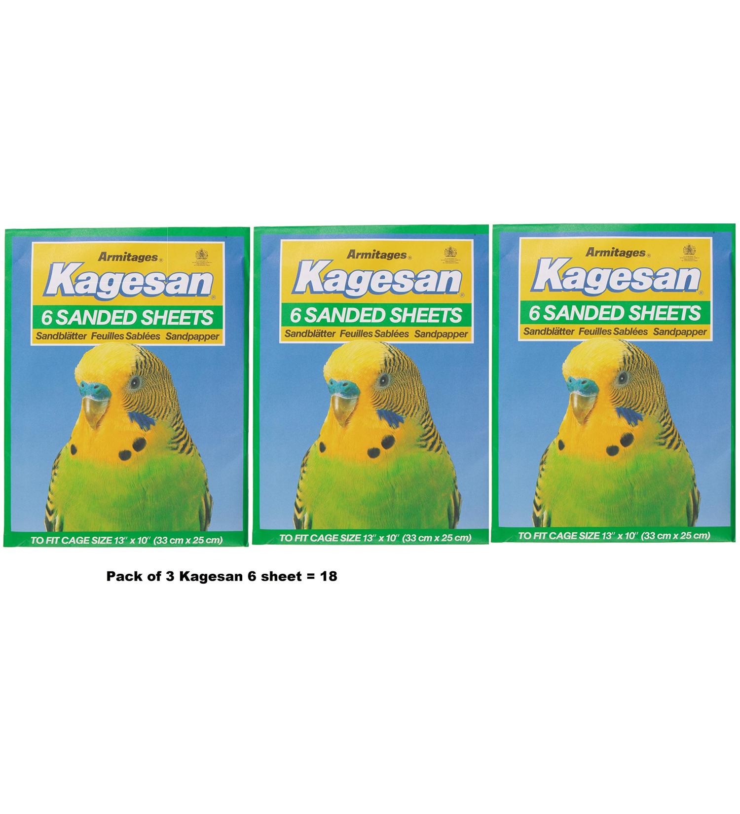 Kagesan Green BIRD CAGE SAND PAPER SHEETS 3X6 PACK 18 SHEETS 33CM x 25CM