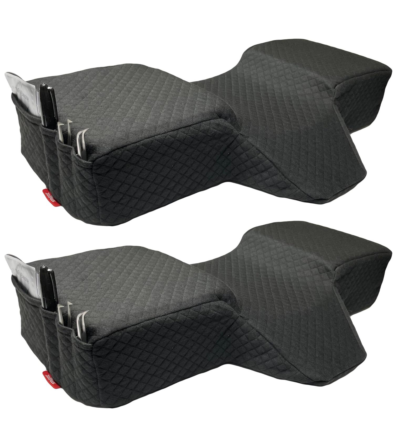 Curved Memory Foam Pillow for Eyelash Extensions - 2 Pillows Bundle with Neck & Back Support Tool Pockets (Black - Buy Online on SooperMarket.com