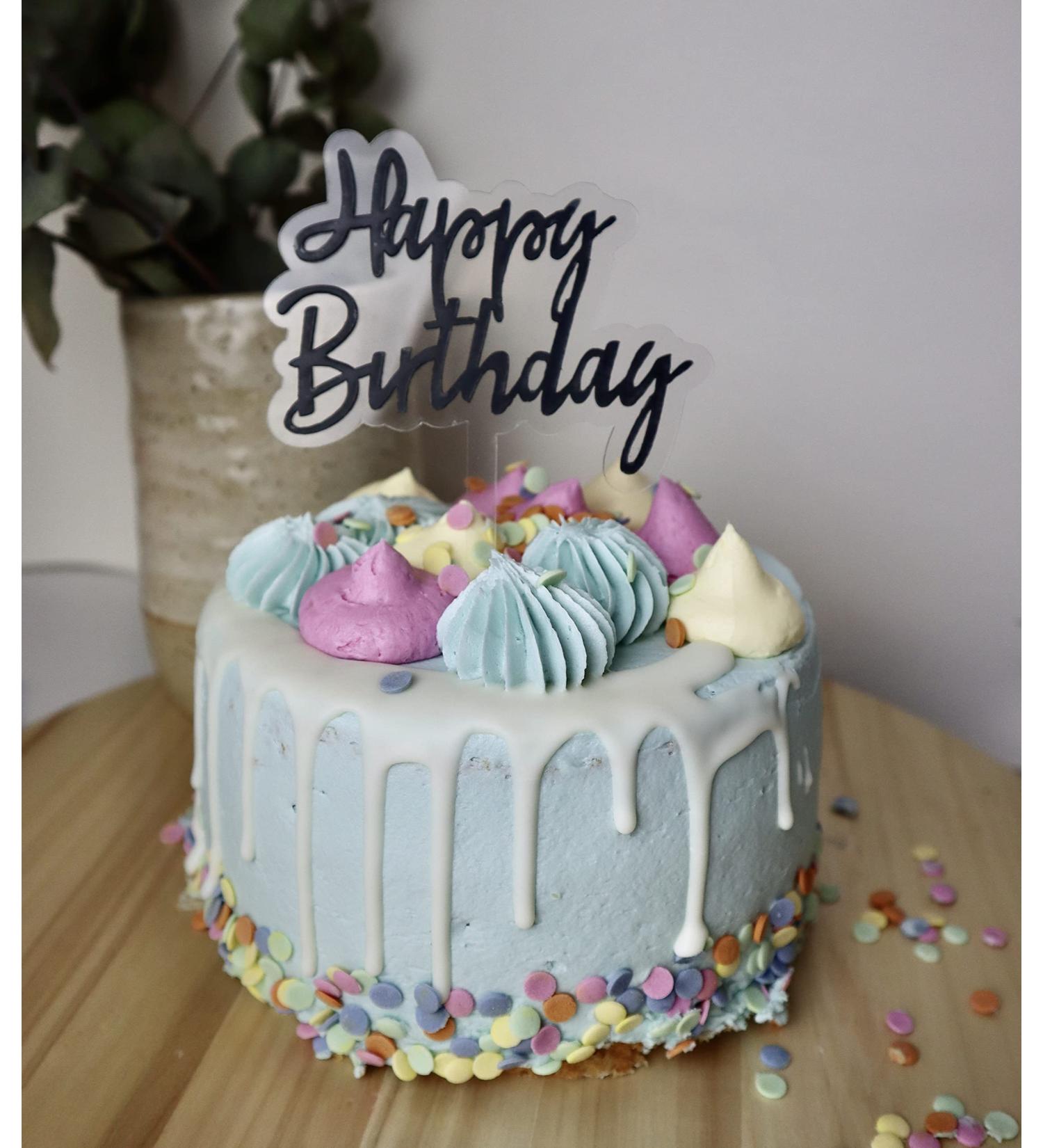 Cake Topper (Happy Birthday Black) Happy Birthday cake topper Black - Buy Online on SooperMarket.com