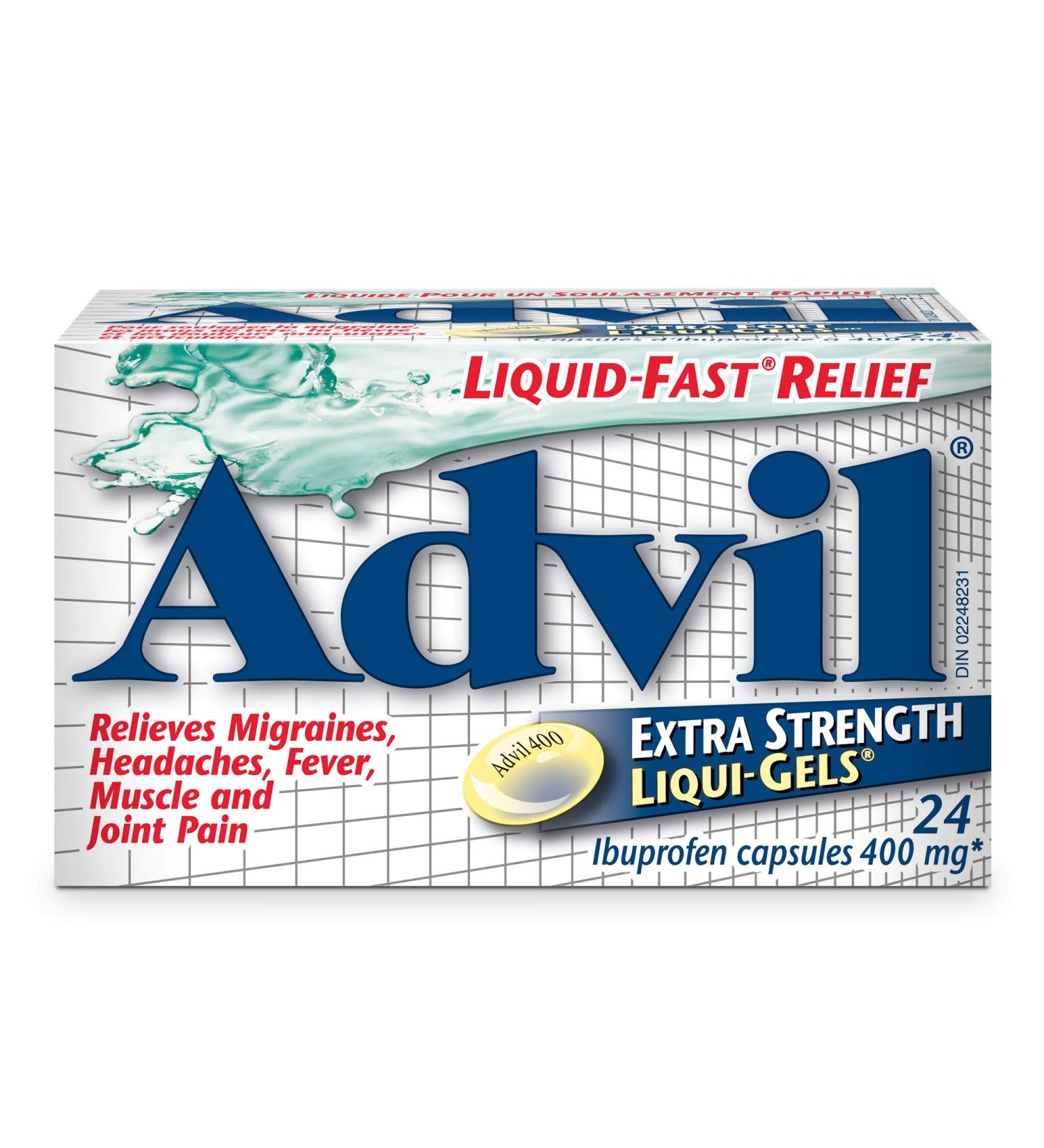 Advil Extra Strength Ibuprofen Pain Relief Liquid-Gels Fast Acting Pain Relief for Migraine Back Neck Joint and Muscle Relief 400mg (24 Count) 24 Count (Pack of 1) Pain Relief Liquid-Gels - Buy Online on SooperMarket.com