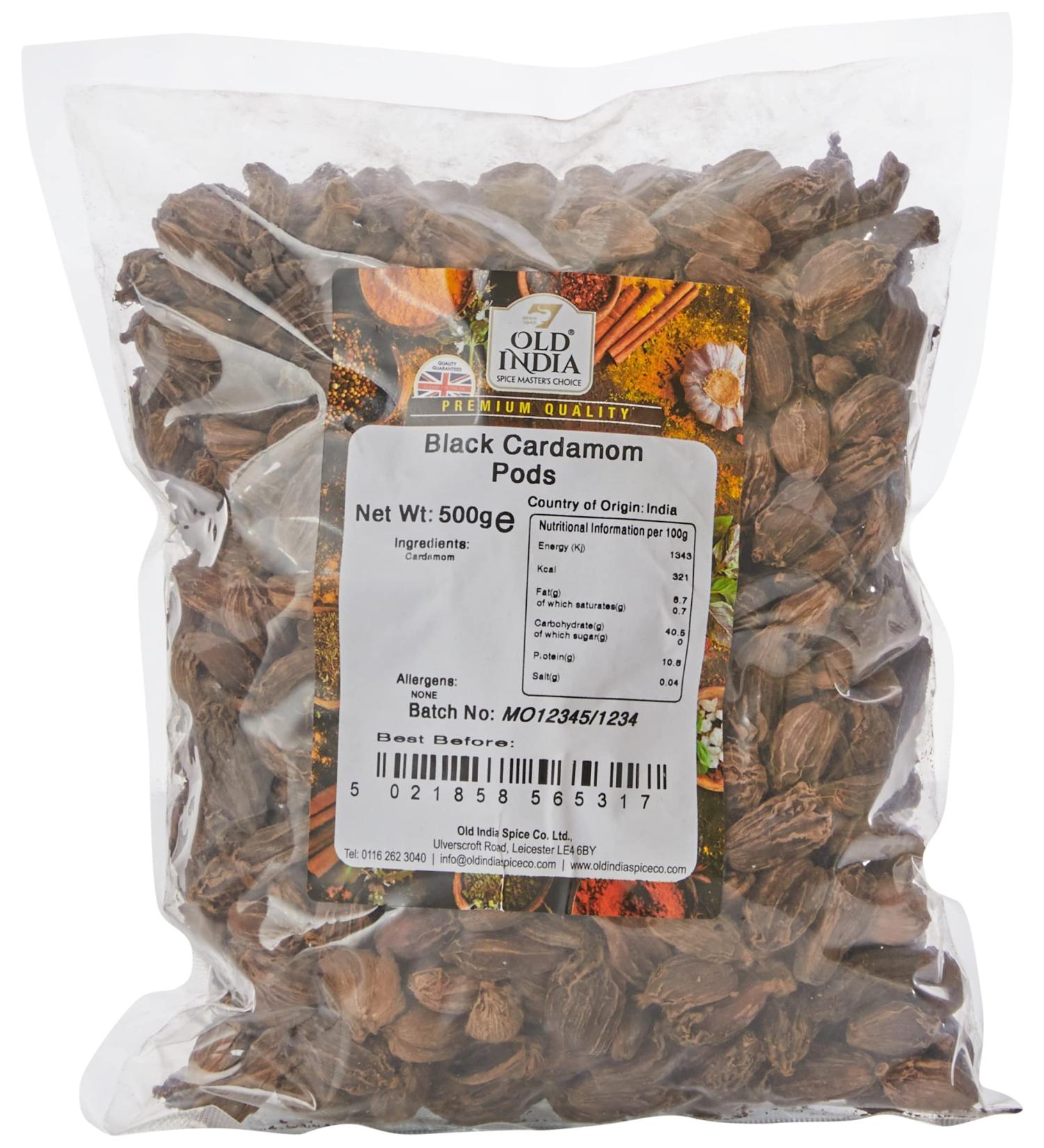 Old India Cardamom Black 500g - Finest Quality Spice for Cooking and Baking - Buy Online on SooperMarket.com