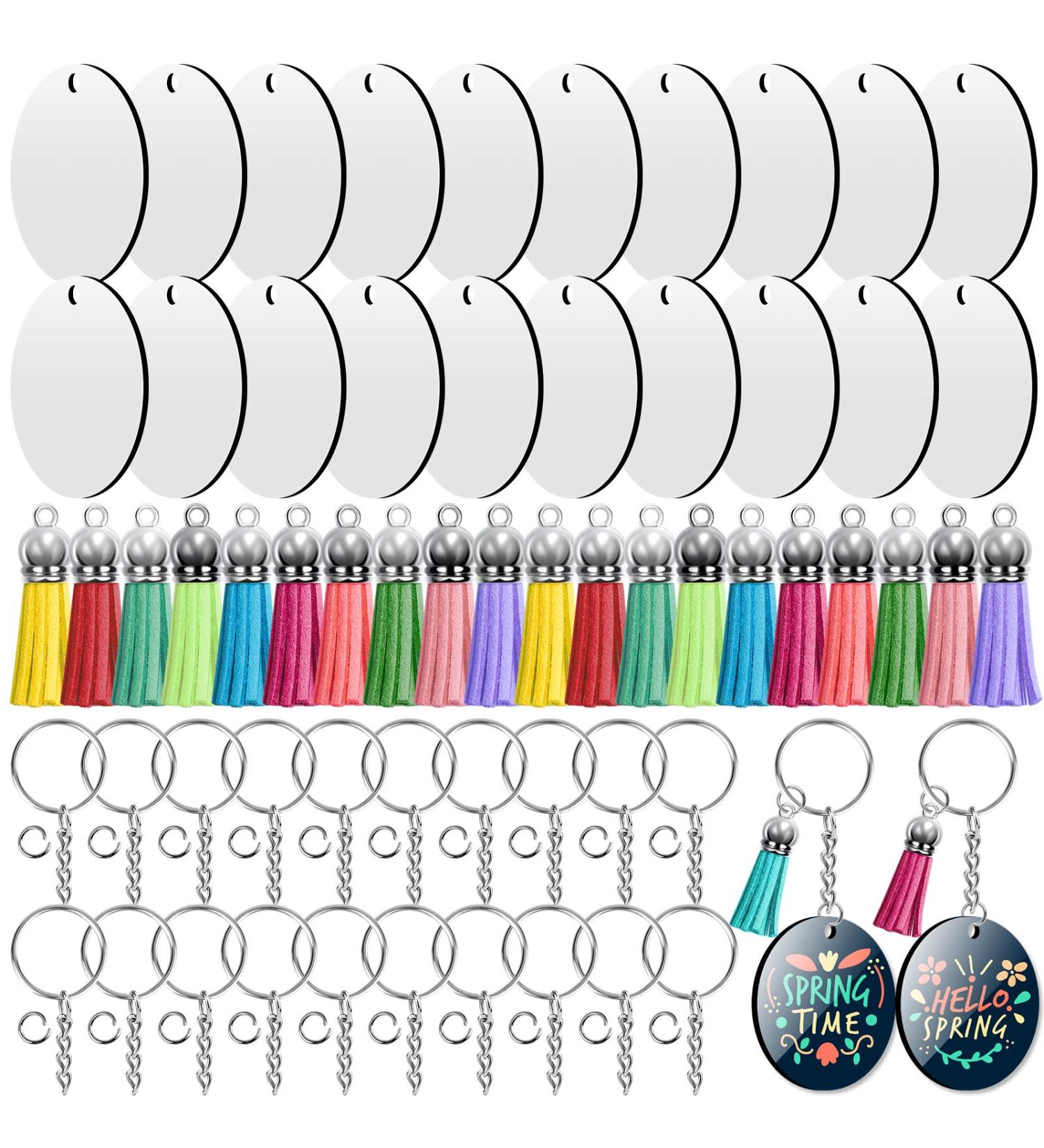 80 PCS Sublimation Blanks Keychains & Coasters Kit for DIY Art Crafts - Round Double-Sided Heat Transfer Key Chains & Tassels Set - Buy Online on SooperMarket.com
