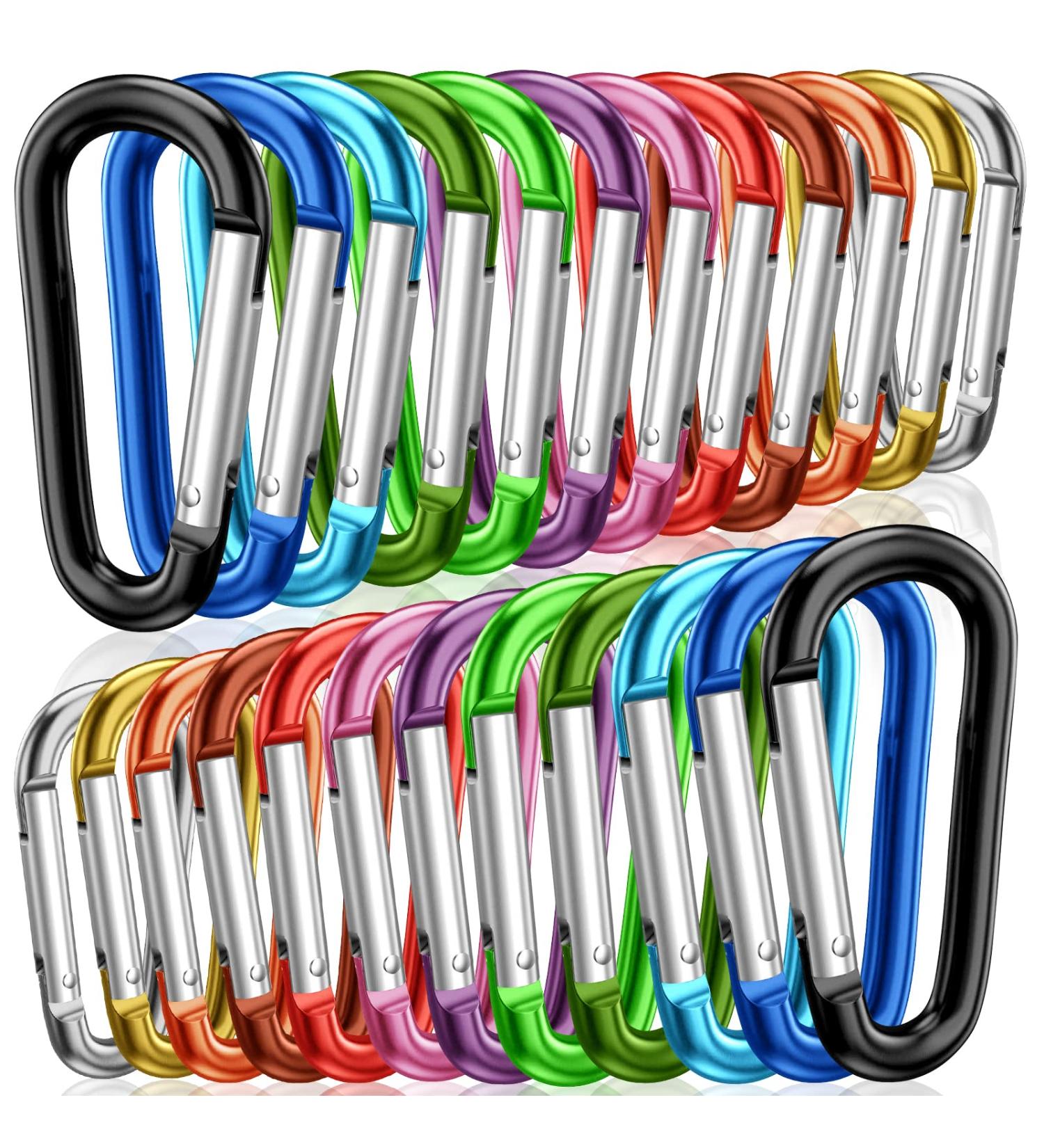 STURME Aluminum D Ring Carabiners Set - 24 PCS Mini Keychain Clips for Outdoor Camping - Durable & Spring Loaded Gate - Buy Online on SooperMarket.com