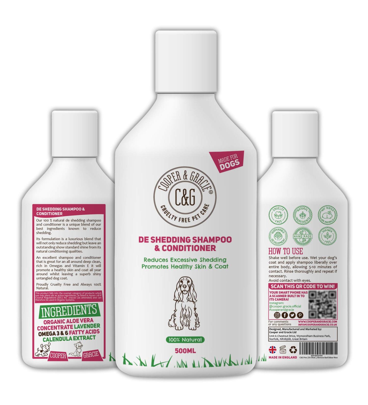 C&G Pets | De Shedding Shampoos & Conditioners For Dogs 500ml | Reduces Excessive Shedding Promotes Healthy Skin & Coat | 100% Natural Dog Shampoo And Conditioner | Show Standard Shine (500ML) 500 ml (Pack of 1) - Buy Online on SooperMarket.com