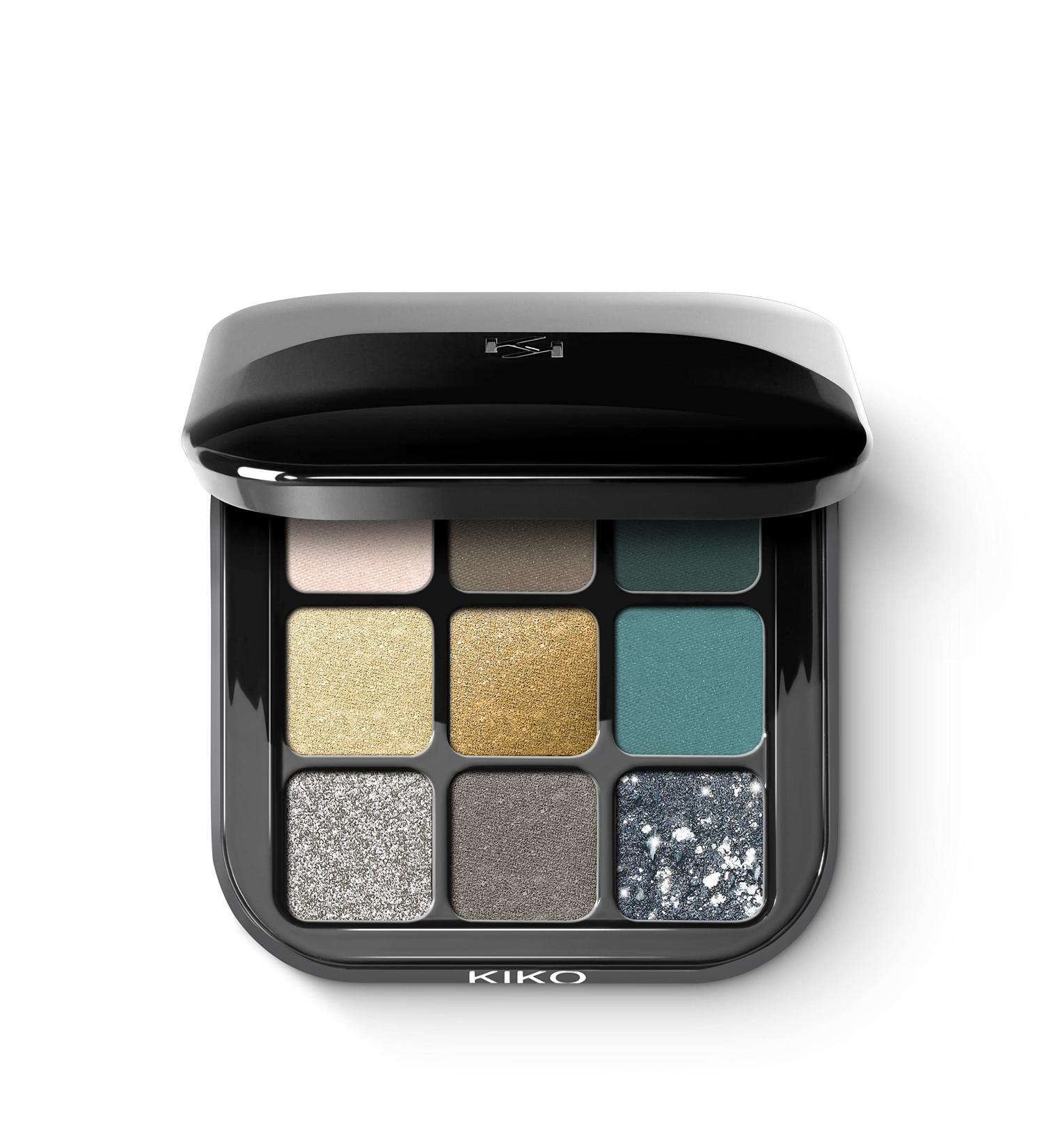 KIKO Milano Glamour Multi Finish Eyeshadow Palette 06 | Palette With 9 Eyeshadows In Different Finishes 06 Green Vibes