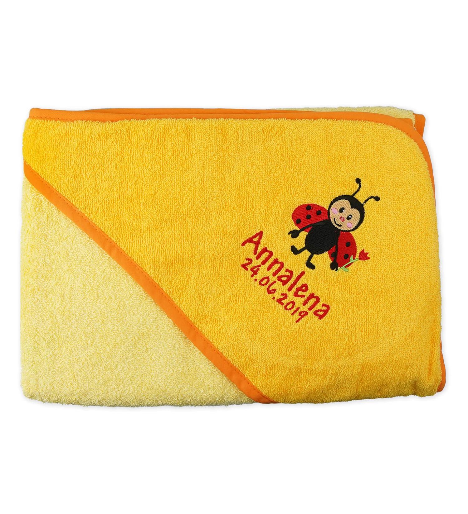 Wolimbo Personalized Hooded Towel for Baby & Children - Yellow 140x140 cm | Custom Name & Motif - Buy Online on SooperMarket.com