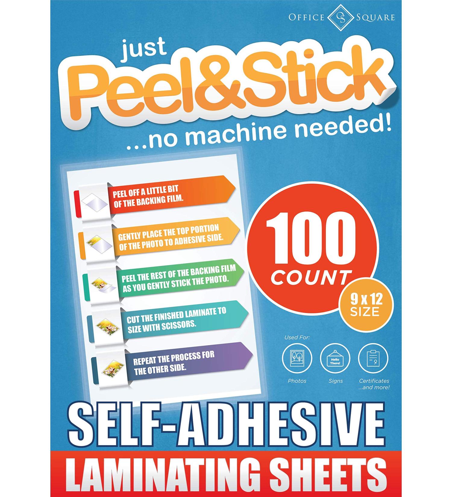 Office Square 100-Pack Self-Adhesive Laminating Sheets - Self-Seal, No Machine Needed, Letter Size, 4 Mil Thick - Buy Online on SooperMarket.com