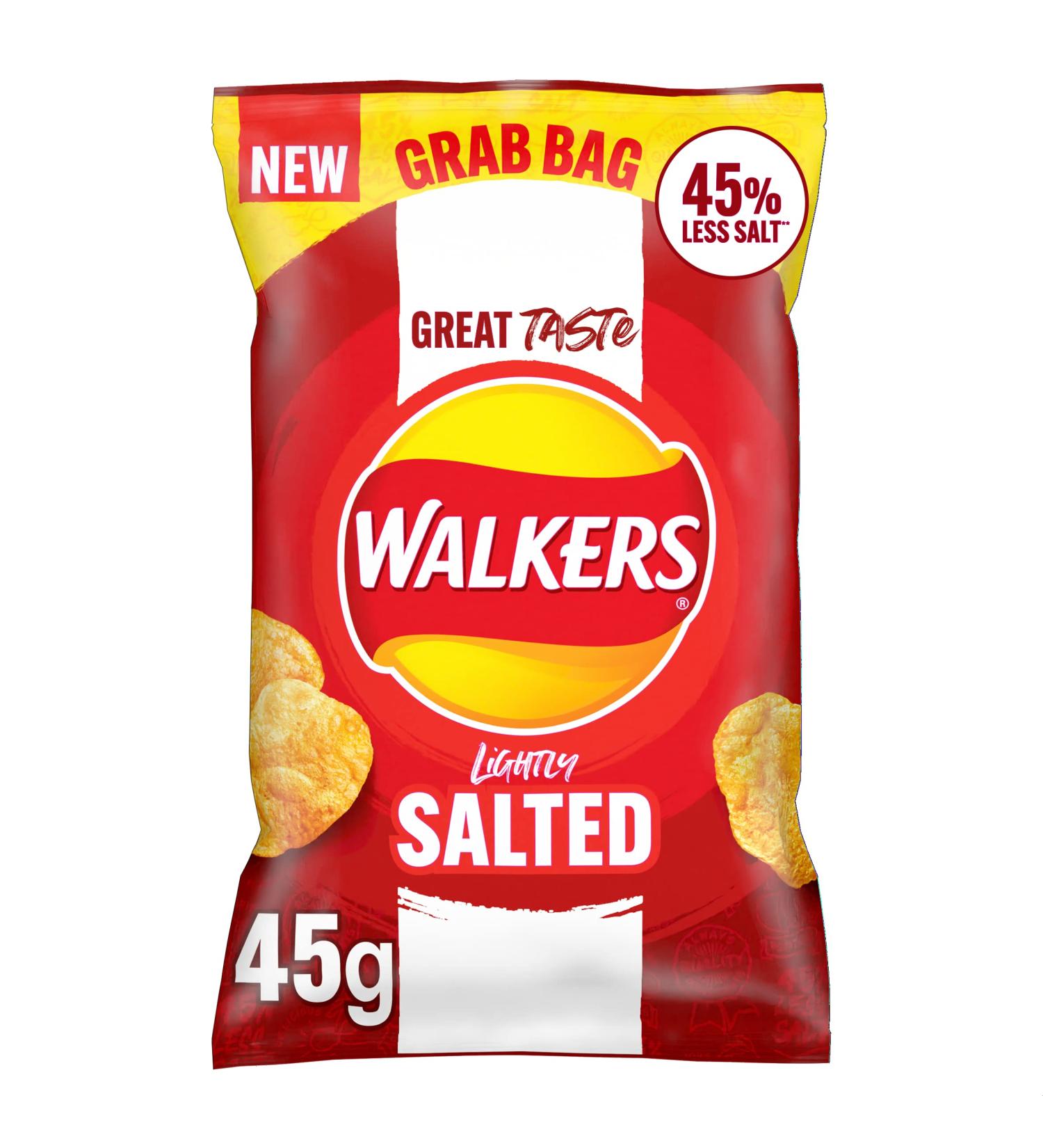 Walkers Less Salt Lightly Salted 45g - Reduced Sodium Chips | 1 Pack - Buy Online on SooperMarket.com
