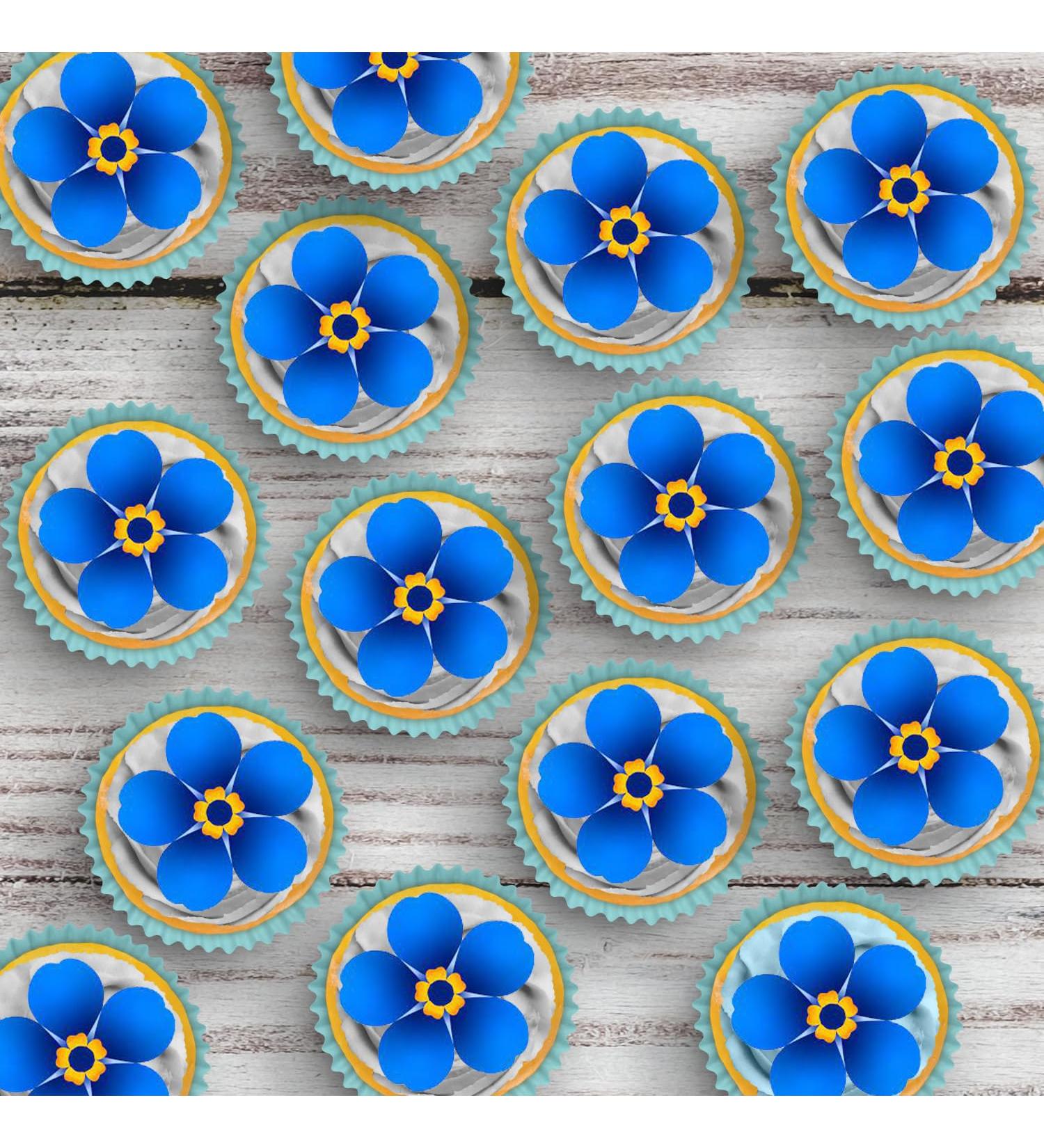 24 x Forget Me Not Pre-Cut Edible Wafer Paper Cupcake Topper Cake Decoration Birthday Cakes - Buy Online on SooperMarket.com