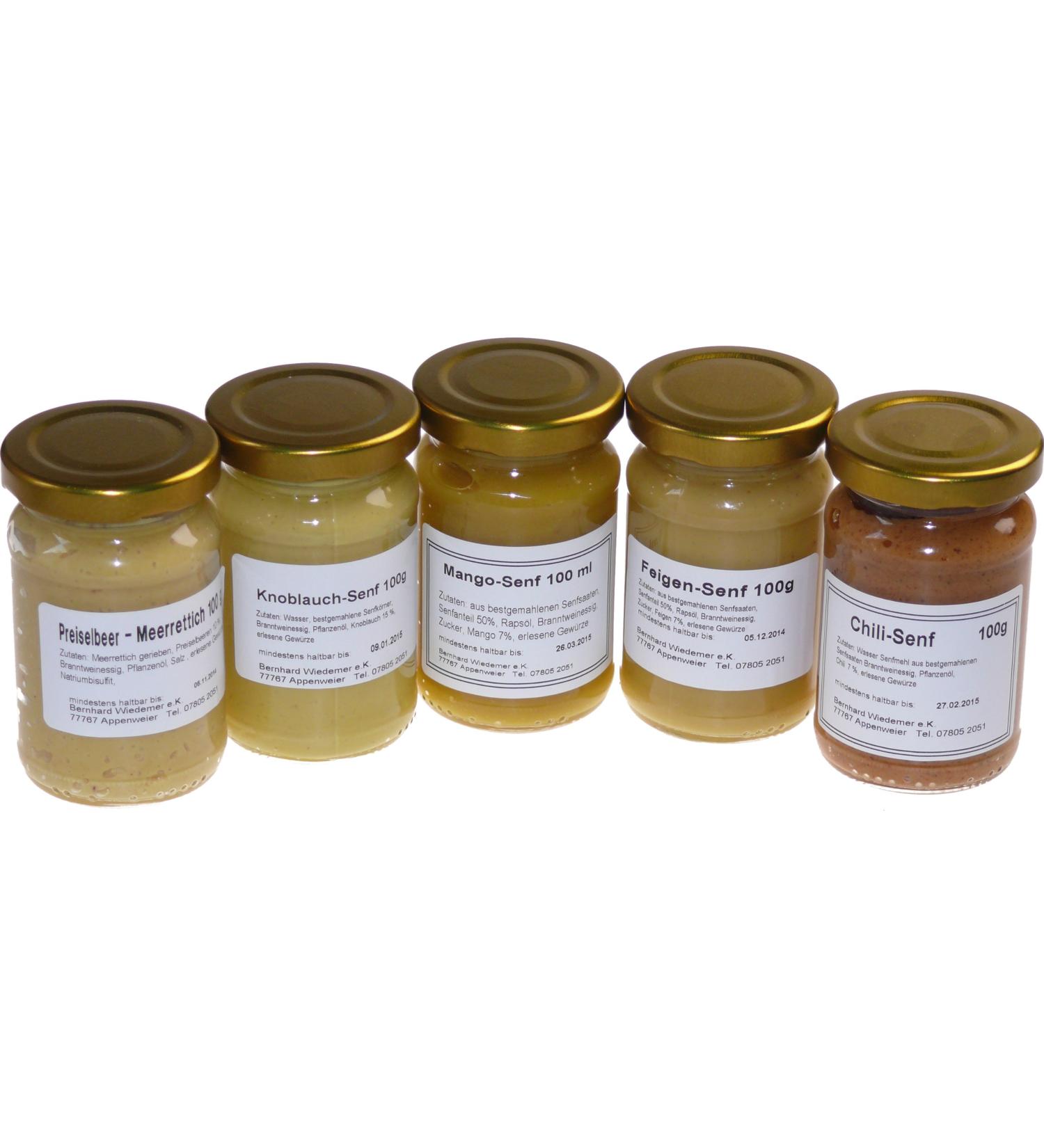 Wiedemer - Gourmet mustard set "Raclette" five of our popular mustard variations from sweet to sharp in a set - 5 x 100g raclette set (5 x 100g)