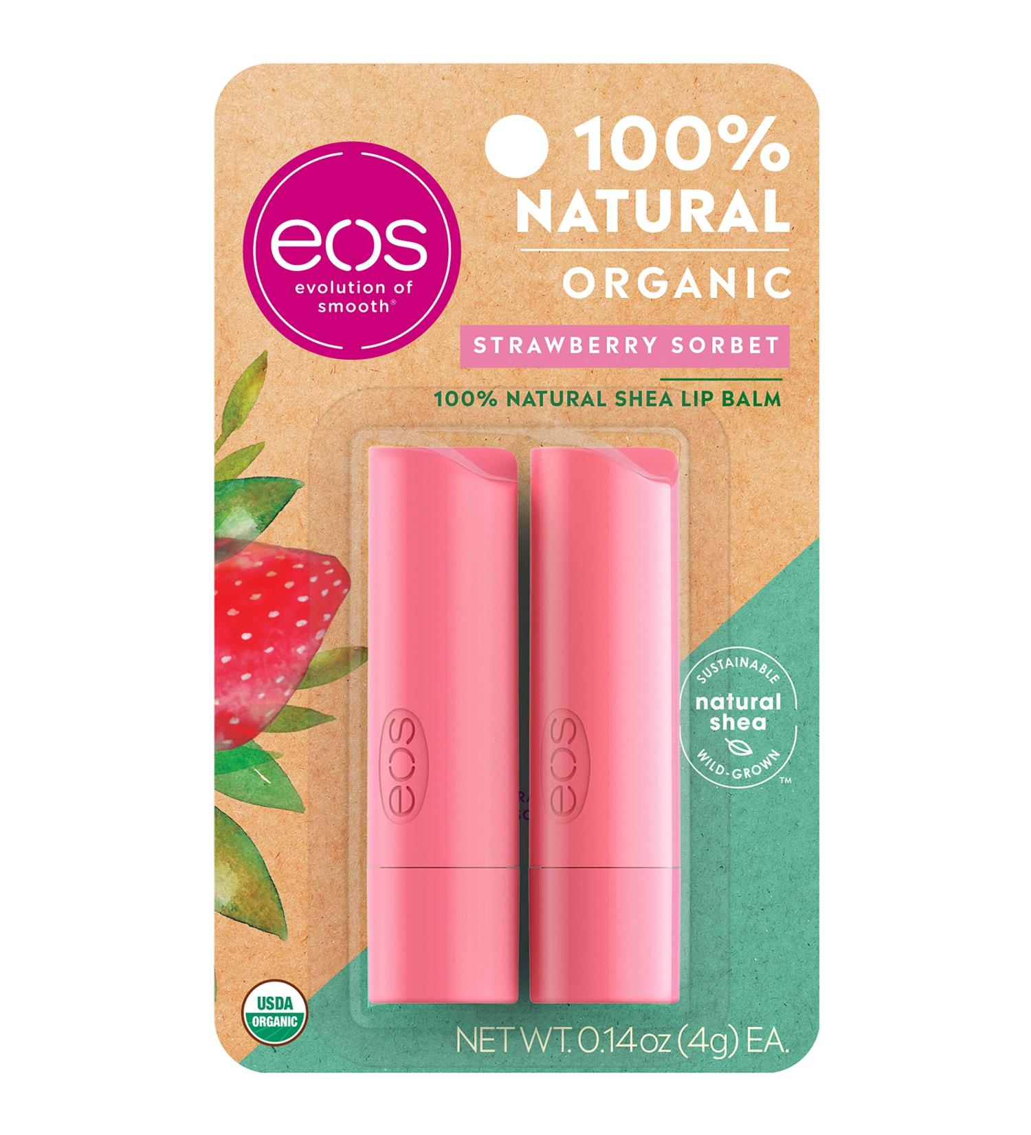 EOS Lip Balm Strawberry Sorbet 2 Pack - Nourishing Moisture, .14 oz Each - Buy Online on SooperMarket.com