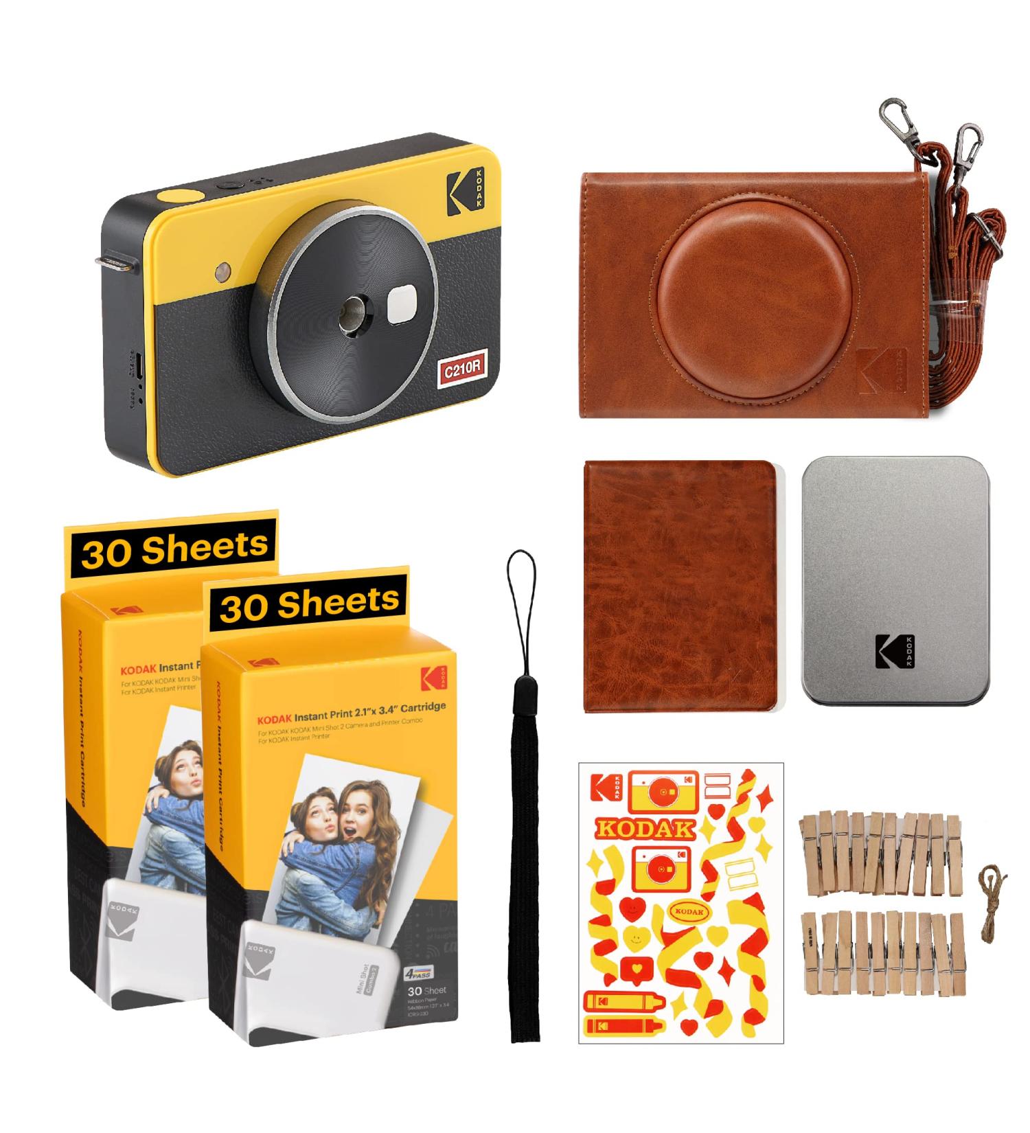 KODAK Mini Shot 2 Retro 4PASS 2-in-1 Instant Digital Camera and Photo Printer Yellow - 68 Sheets Gift Bundle + Accessories - Buy Online on SooperMarket.com