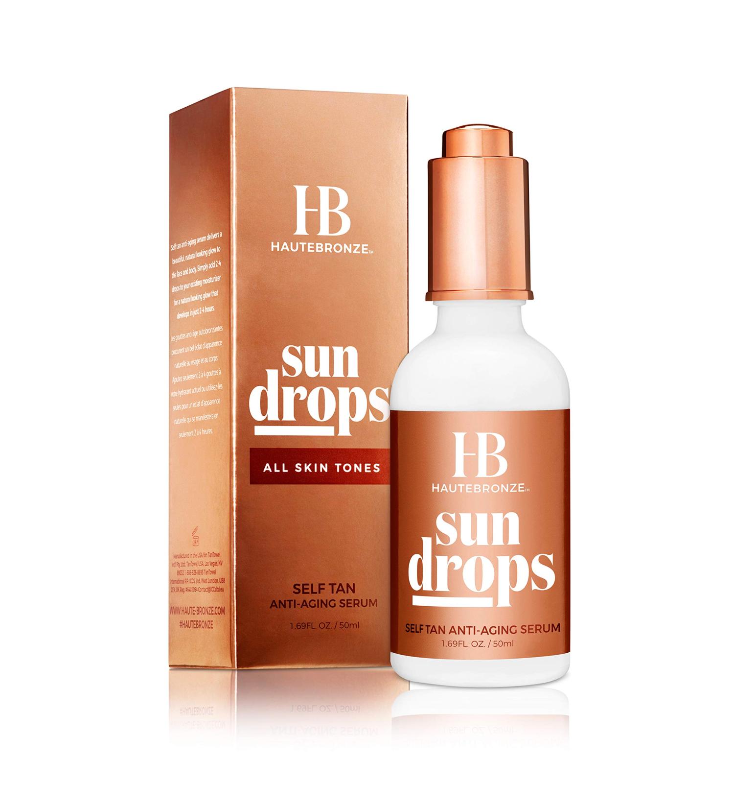 HauteBronze Sun Drops Self Tan Anti-Aging Serum - 50ml for All Skin Tones - Buy Online on SooperMarket.com