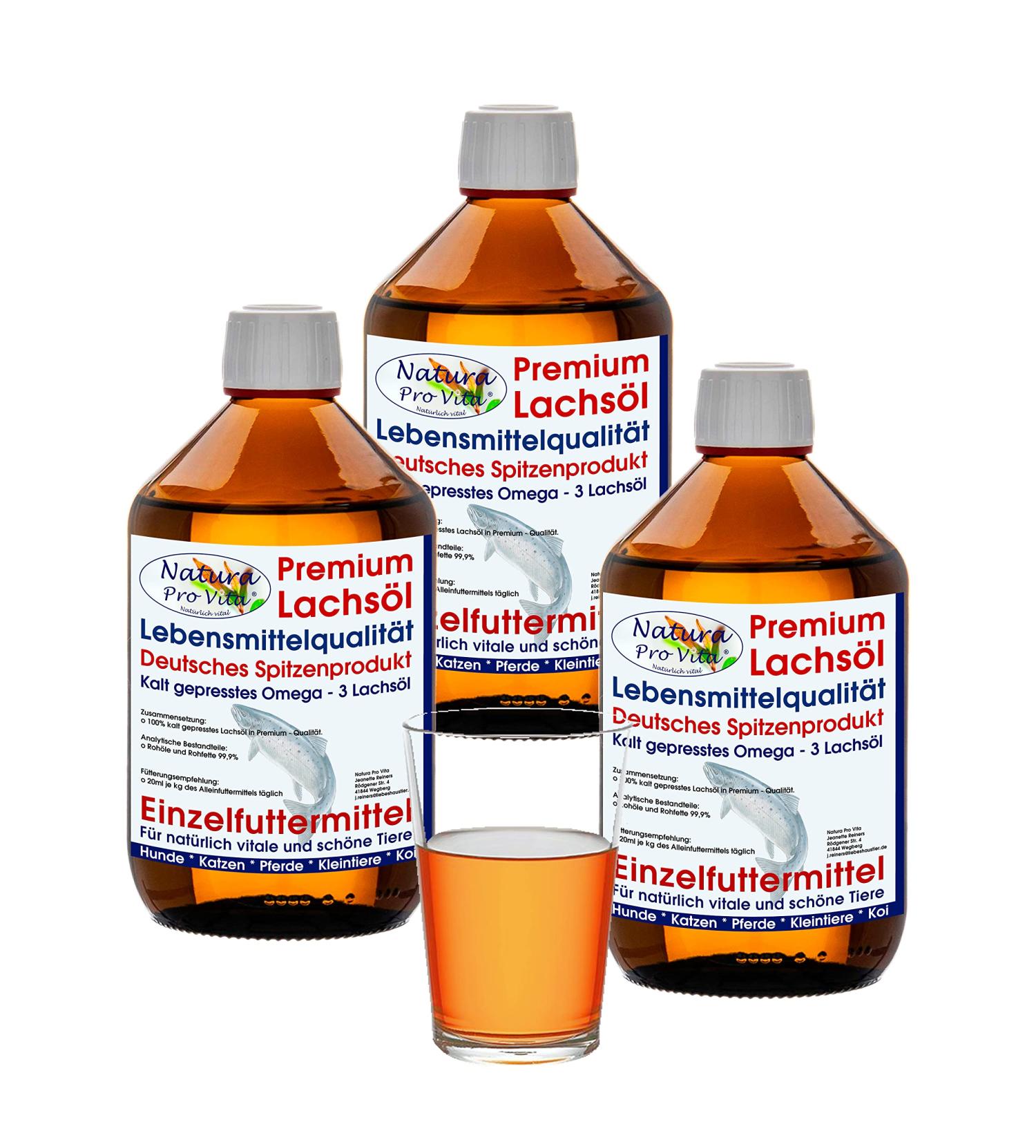 Premium Omega-3 Salmon Oil for Horses | Cold-Pressed Fish Oil for Skin & Immune Support | 3L Glass Bottle (3x1L) - Natural Horse Food - Buy Online on SooperMarket.com