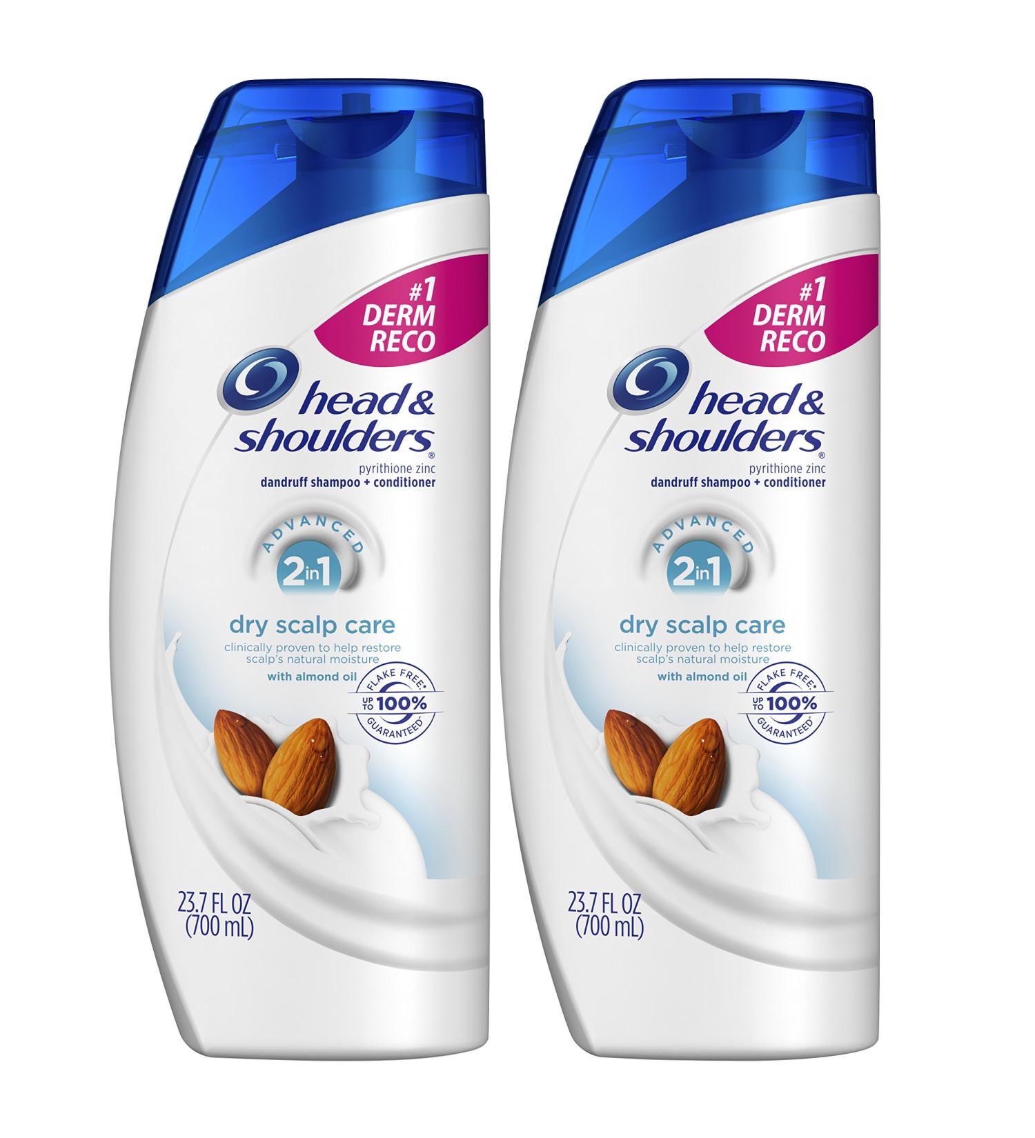 Head and Shoulders Shampoo and Conditioner 2 in 1 Anti Dandruff Dry Scalp Care with Almond Oil 23.7 fl oz Twin Pack