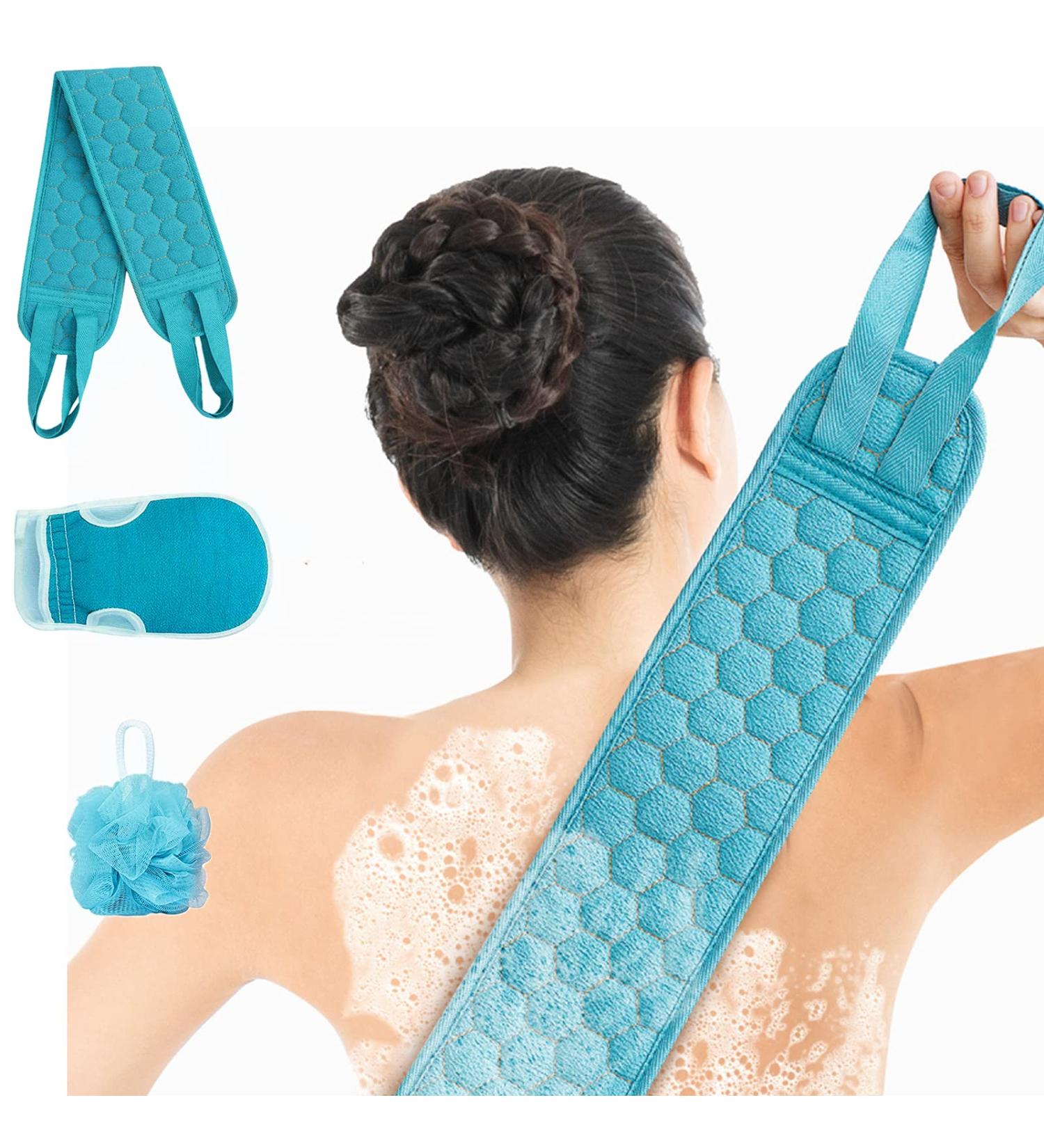 S&R PLKOP Exfoliating Back Scrubber, Glove & Loofah Set for Women - 3 Piece Green Bath Body Scrubber (31.5 * 3.7 inch) - Buy Online on SooperMarket.com