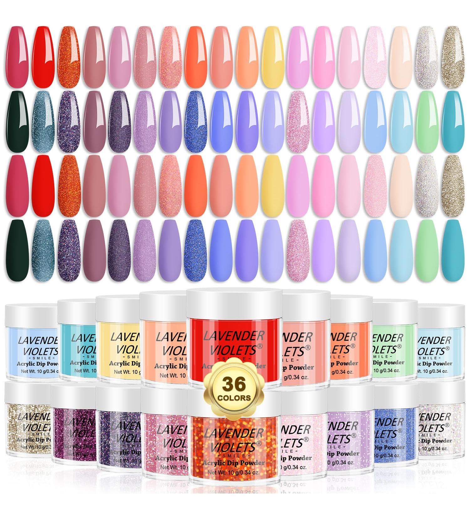 Lavender Violets 36 Colors Dip Nails Powder Starter Kit - Acrylic Dipping Nail Powder Set for Beginners and Professionals - Dip Manicure DIY - M957 - Buy Online on SooperMarket.com