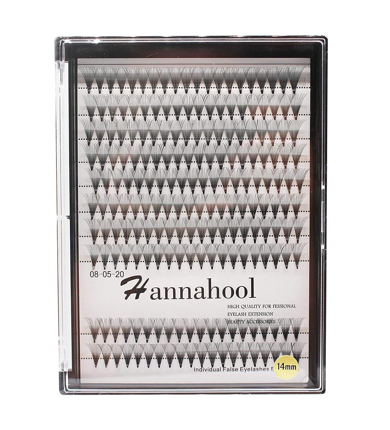 Hannahool 20D Natural Long Individual False Eyelashes Cluster | 0.07mm D Curl Volume Fans Extensions | Soft Lightweight Dramatic Look | 12mm - Buy Online on SooperMarket.com