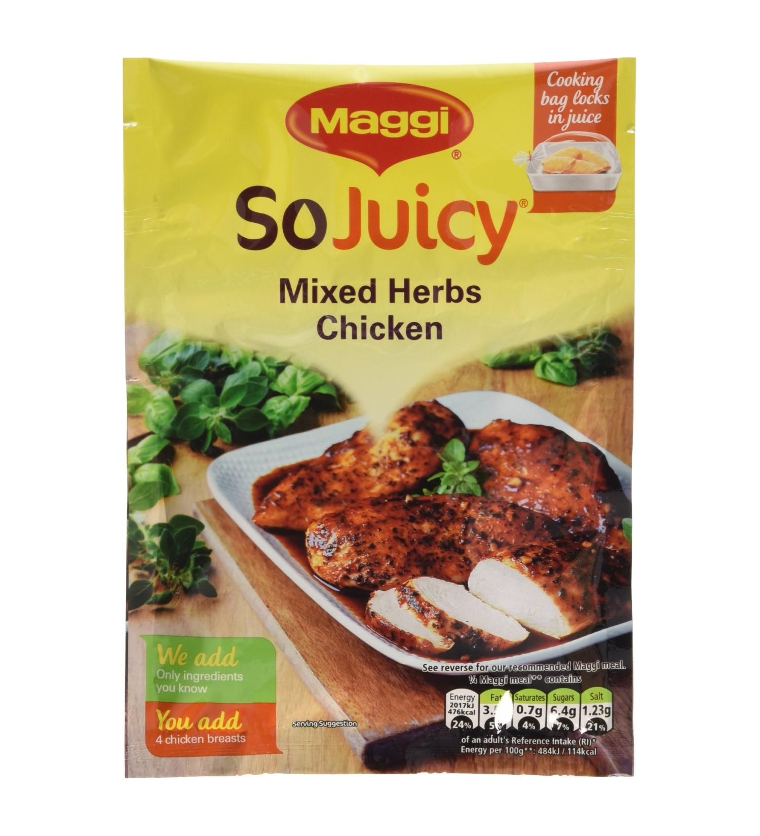 Maggi So Juicy Mixed Herbs Chicken Seasoning 30g - Flavorful and Easy Seasoning Mix - Buy Online on SooperMarket.com