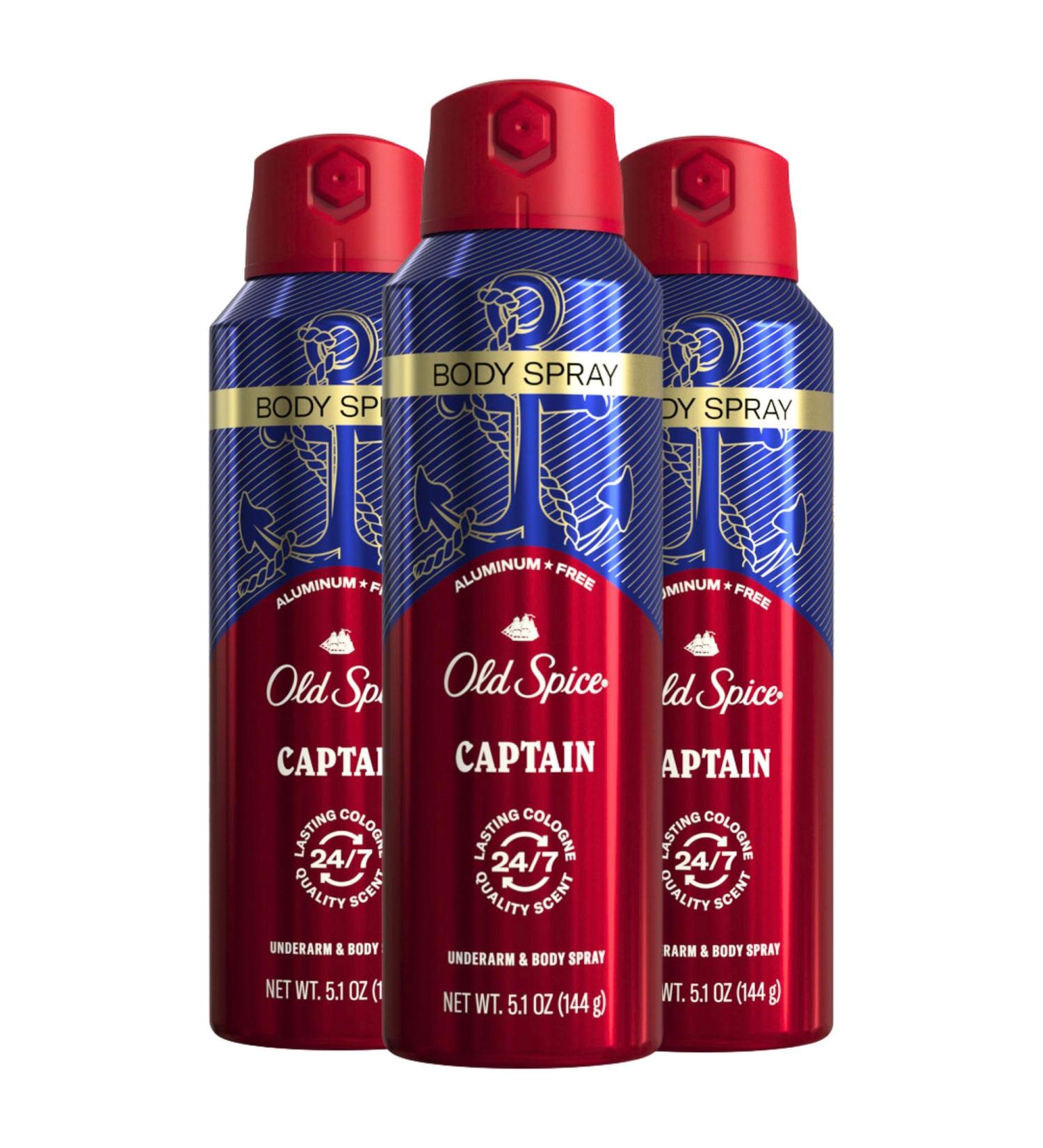 Old Spice Men's Body Spray Aluminum Free Captain 5.1oz (Pack of 3) Captain 5.1 Ounce (Pack of 3) - Buy Online on SooperMarket.com