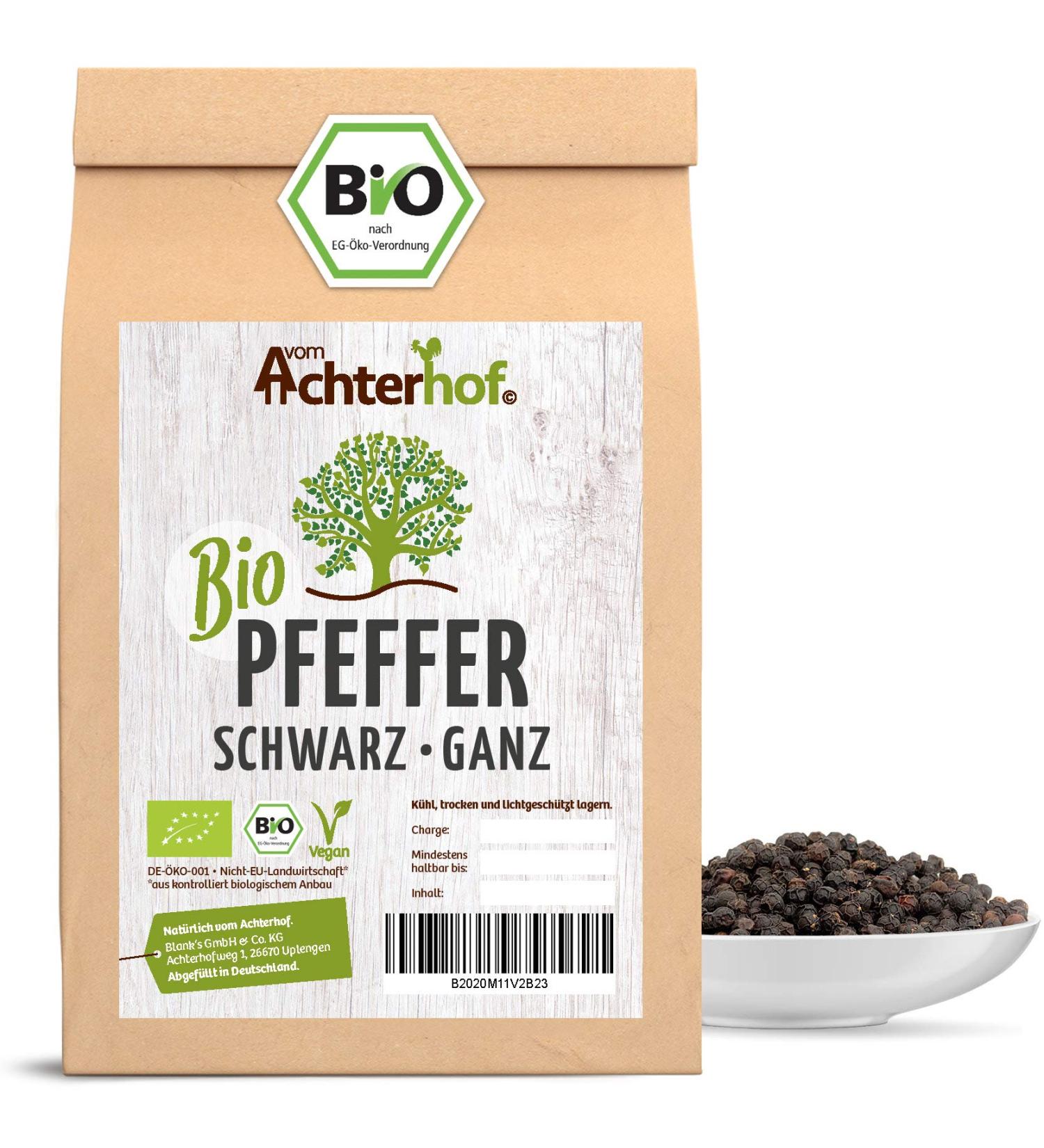 Buy Organic Black Pepper Whole 250g | Achterhof Black Peppercorns for Mill | Premium Quality Spice - Buy Online on SooperMarket.com