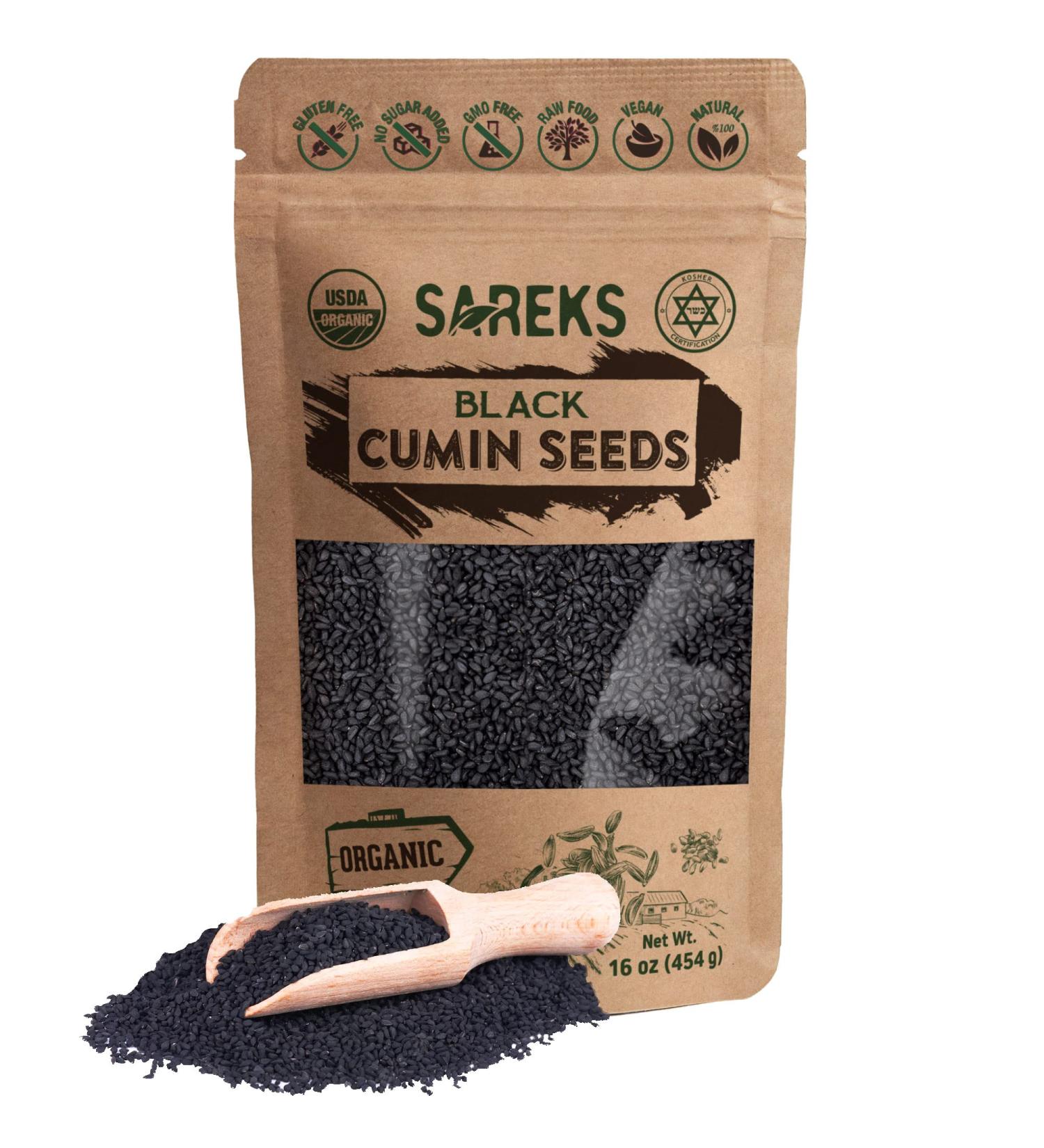Sareks Black Cumin Seed 100% USDA Organic Certified - 16 oz Resealable Bag - Buy Online on SooperMarket.com