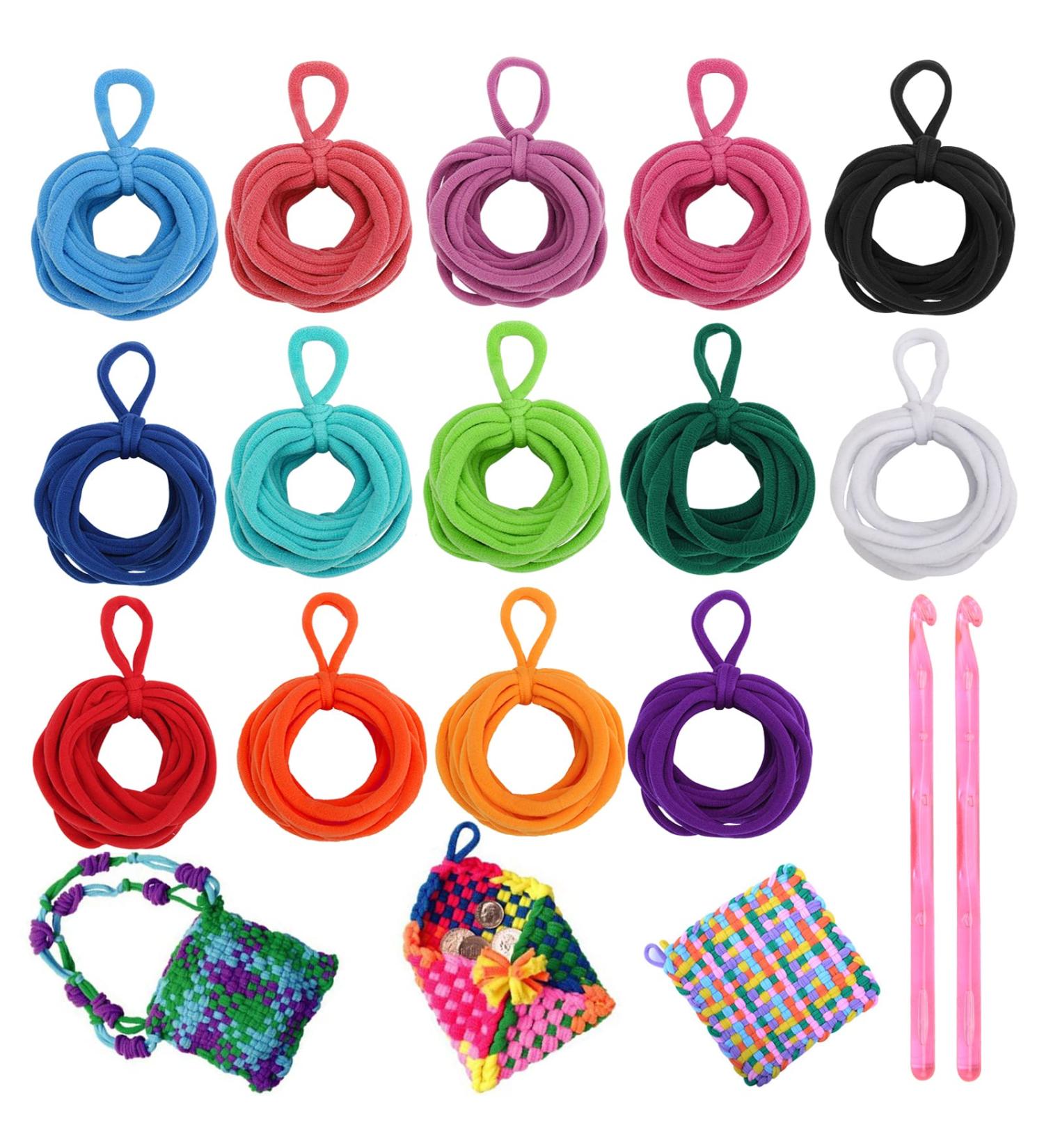 Windspeed 336 Pcs Loop Potholder Kit - 14 Colors Elastic Weaving Loom Loops for Kids DIY Crafts | Includes 2 Crochet Hooks - Buy Online on SooperMarket.com