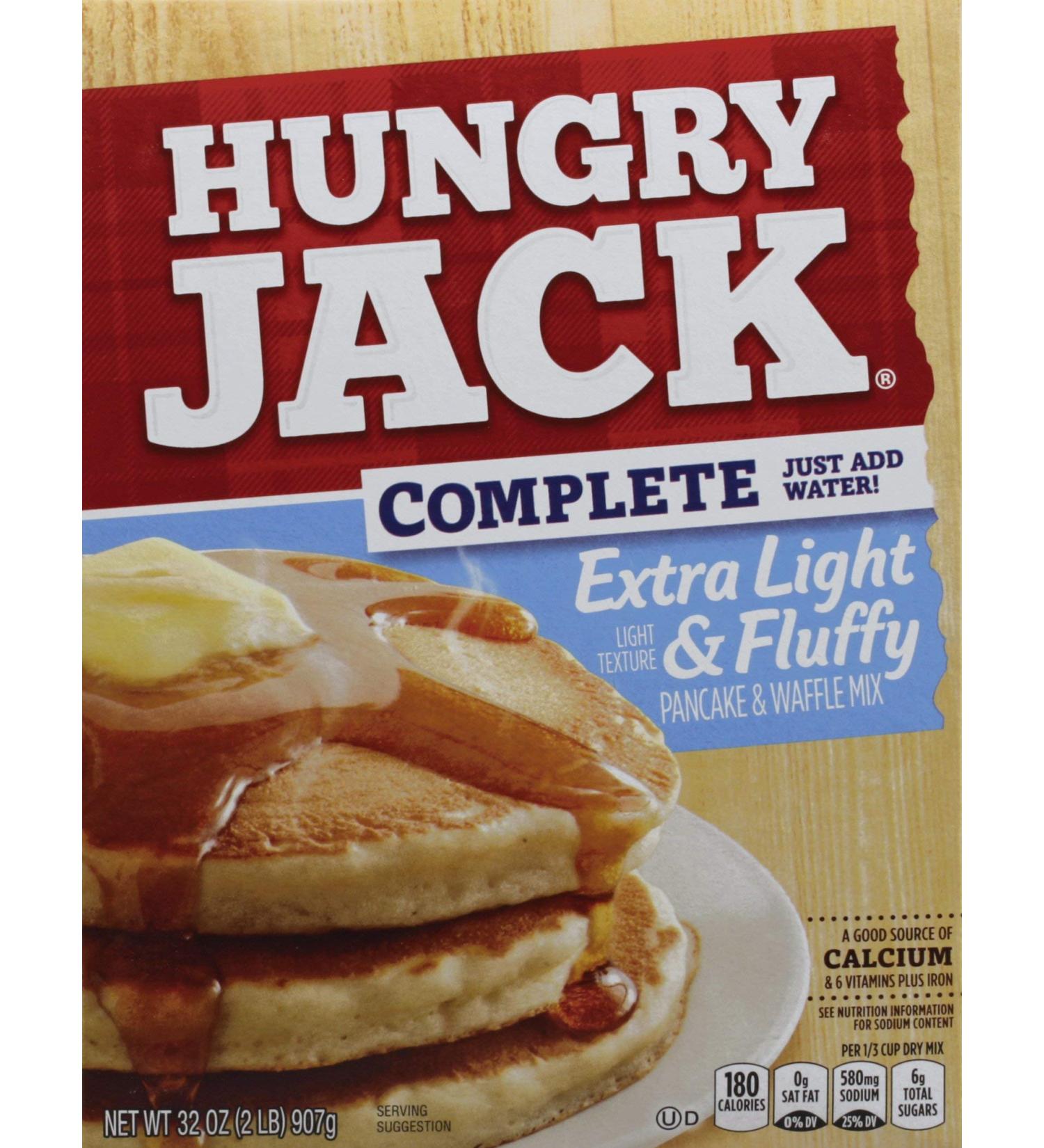 Hungry Jack Complete Extra Light & Fluffy Pancake and Waffle Mix, 32 Ounce (Pack of 6) Complete Extra Light & Fluffy 2 Pound (Pack of 6)