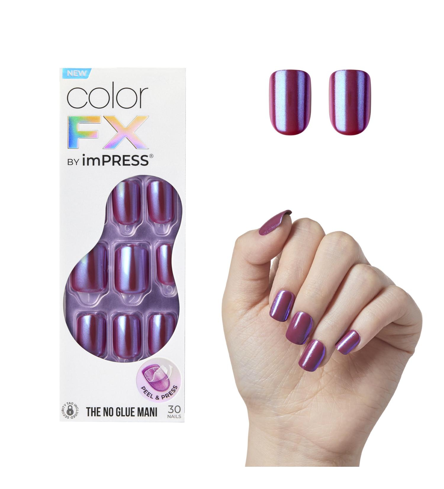 Buy KISS imPRESS No Glue Mani Press-On Nails - Dark Purple Squoval Shape - 30 Nails Included - Perfect for Easy Home Manicure - Buy Online on SooperMarket.com