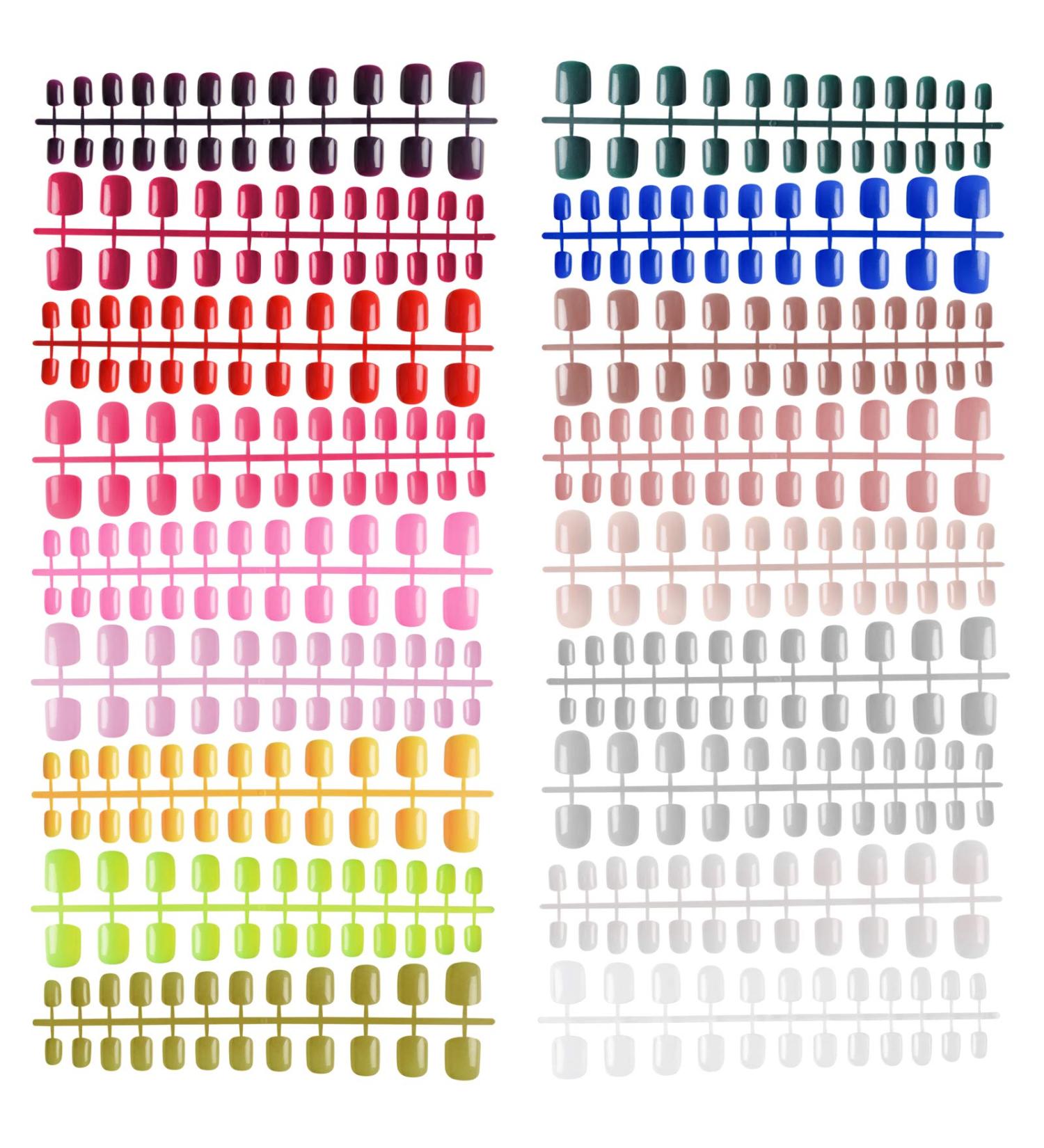912 Colorful Short False Nails Square EBANKU | Full Cover Acrylic Press on Nails for Women Girls | DIY Nail Art (38 Colors) - Buy Online on SooperMarket.com
