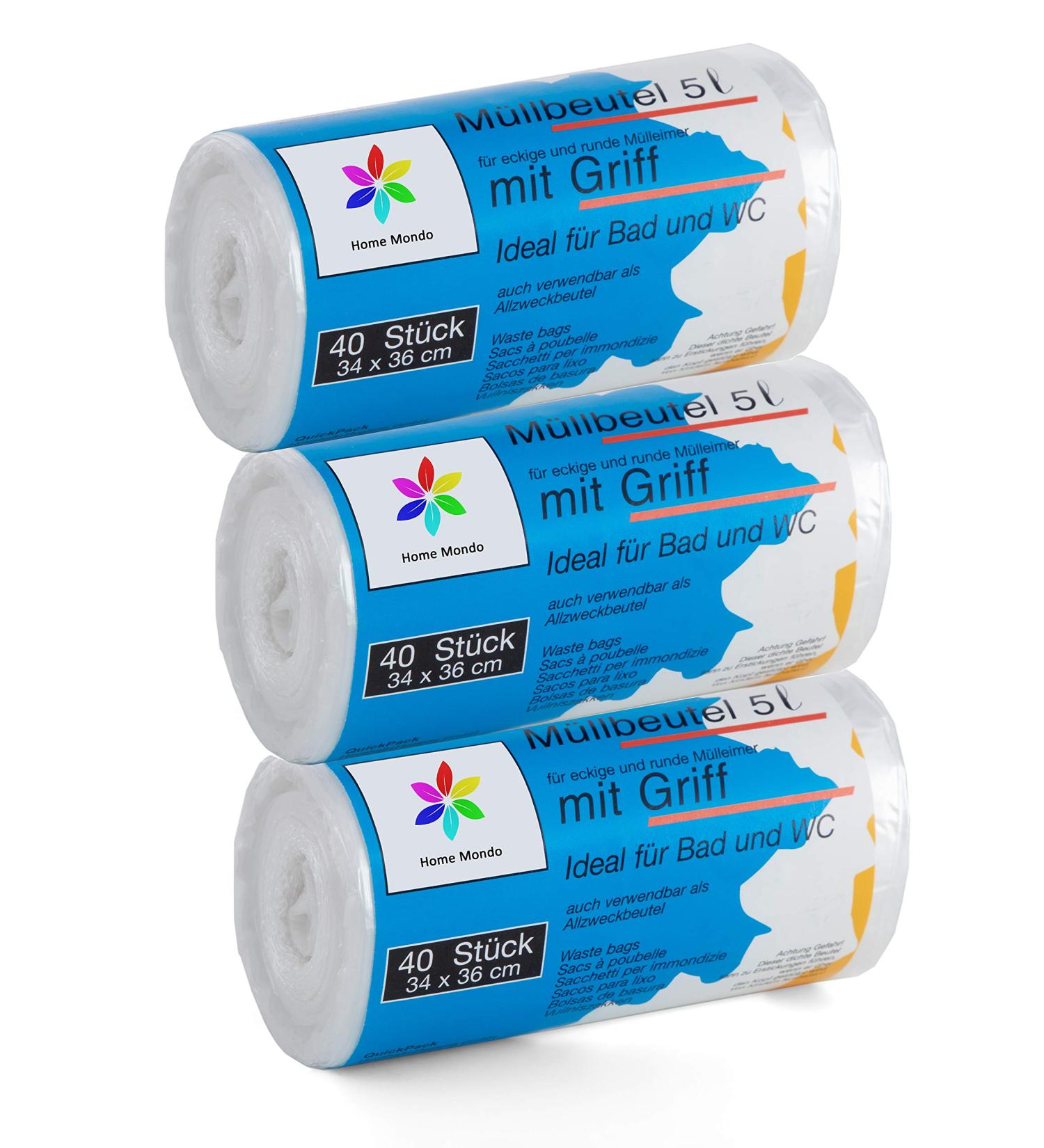 Premiumline 120-Pack 5L Tear-Resistant & Waterproof Garbage Bags - Size 34x36cm with Stretcher Handle - Buy Online on SooperMarket.com