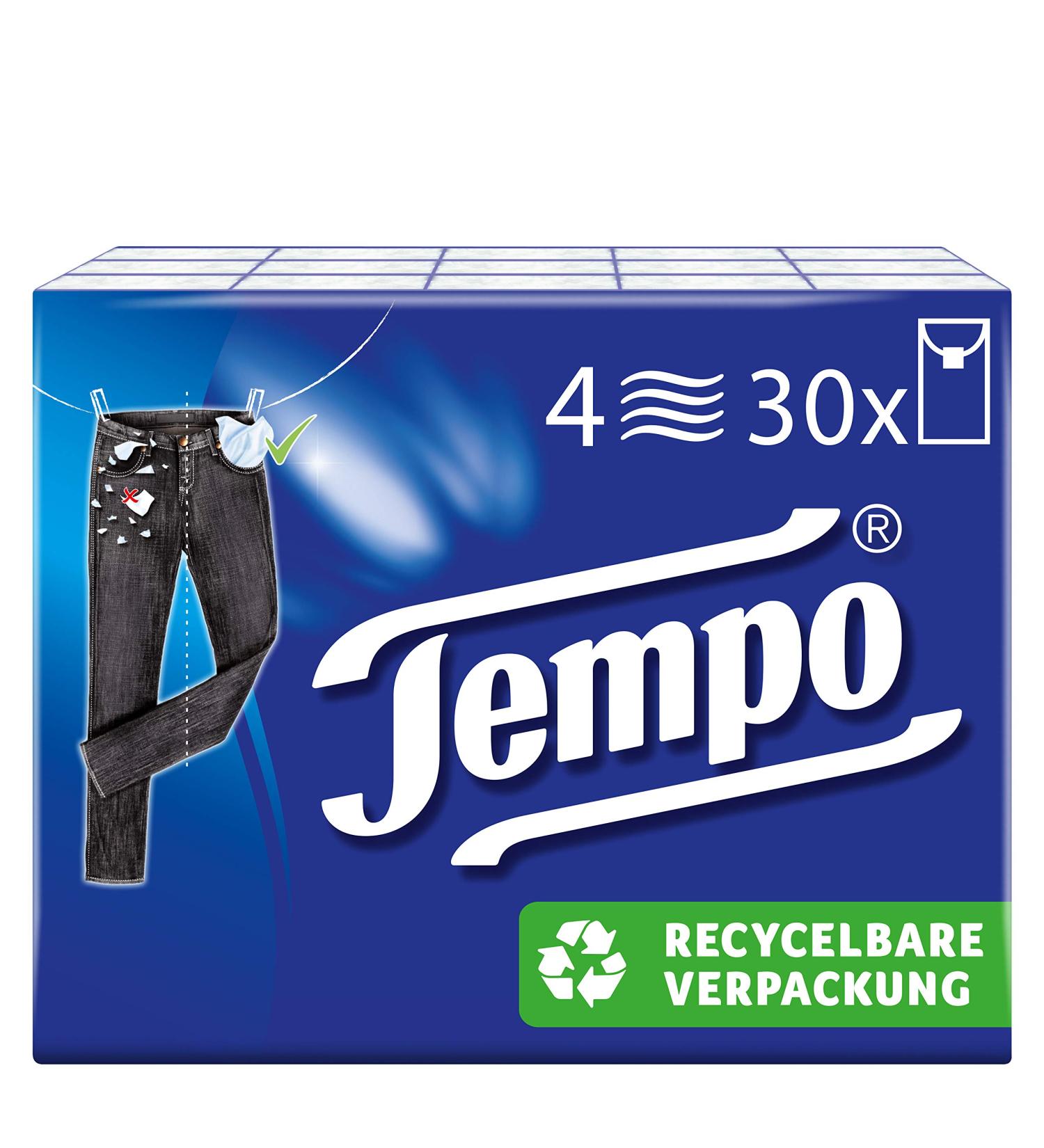 Tempo Classic Handkerchiefs - 4-Ply Paper Towels 300 Tissues (30 Pack) | Premium Quality for Everyday Use - Buy Online on SooperMarket.com