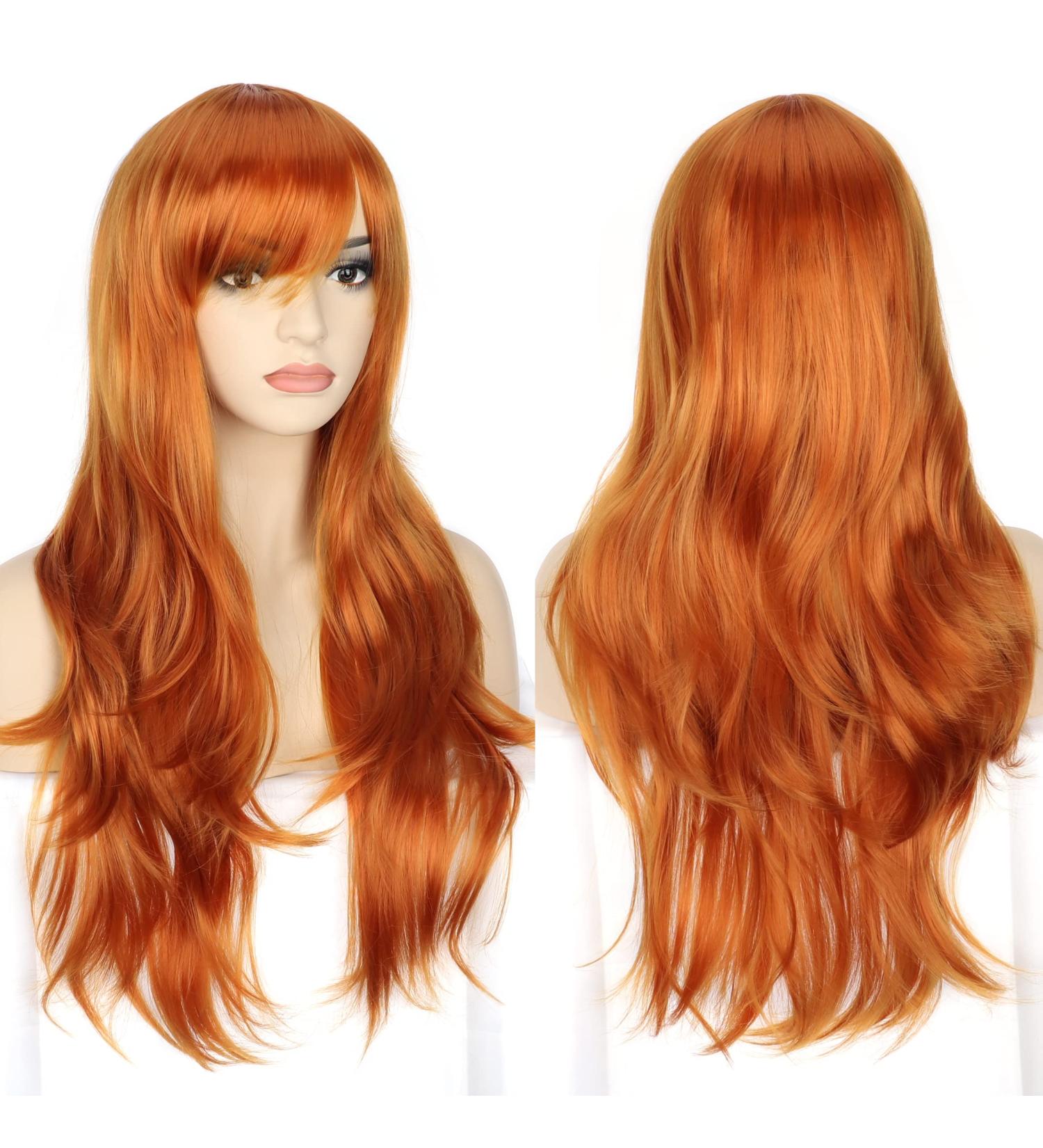 YEESHEDO Women's Long Wavy Curly Ginger Cosplay Wig 28 - Heat Resistant Synthetic Hair for Party, Anime, Halloween - Includes Bangs - Buy Online on SooperMarket.com