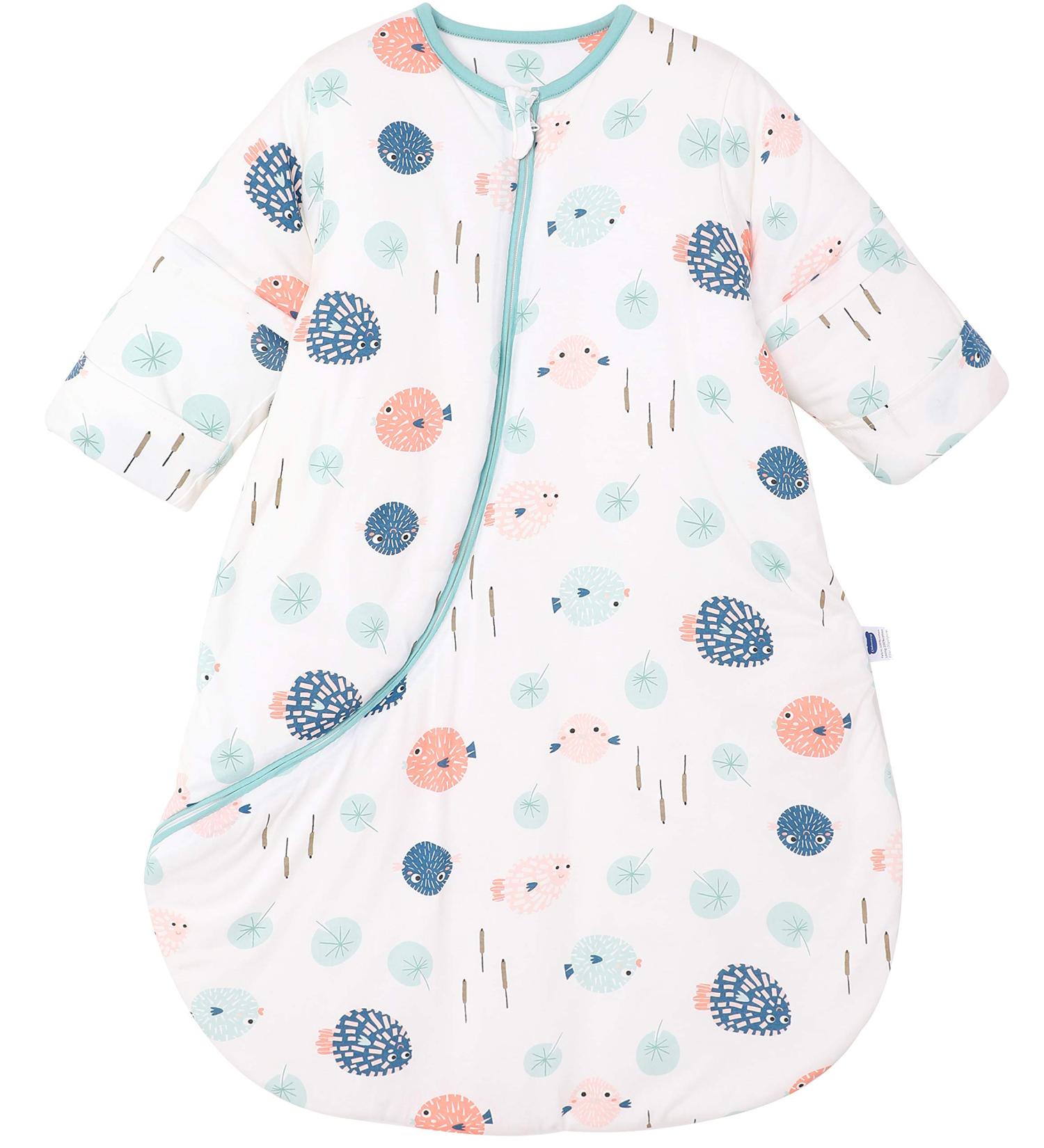 Chilsuessy Baby Sleeping Bag 3.5 Tog with Detachable Sleeves - Fish Design | 100% Cotton, Soft Sleep Bag for Infant & Toddler (80cm/6-18 Months) - Buy Online on SooperMarket.com