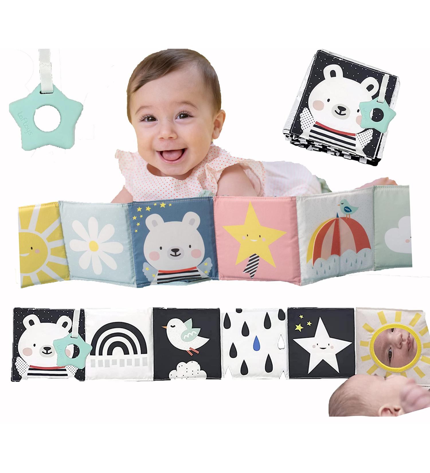 Baby Steps Angel Bear Black White High Contrast Baby Soft Cloth Book Tummy Time Toys Baby Safe Mirror Teether Early Educational for Infants Toddlers Sensory 0-3 Yrs Newborn Crinkle Book for Babies - Buy Online on SooperMarket.com