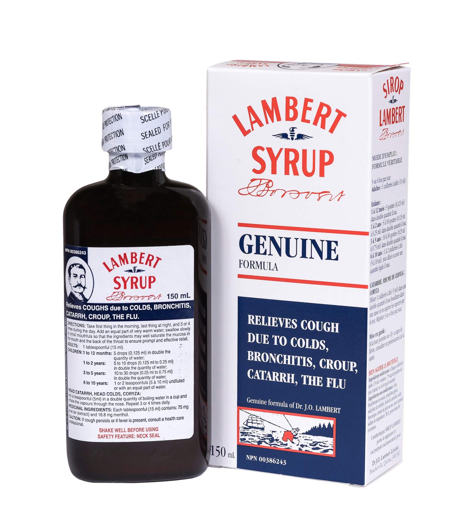Lambert Syrup - Natural Cough Syrup - Reliefs Cough due to Colds Bronchitis and Flu - Effective for Dry and Wet Cough Safe for Children (Sirop Lambert) (150ML) - Buy Online on SooperMarket.com