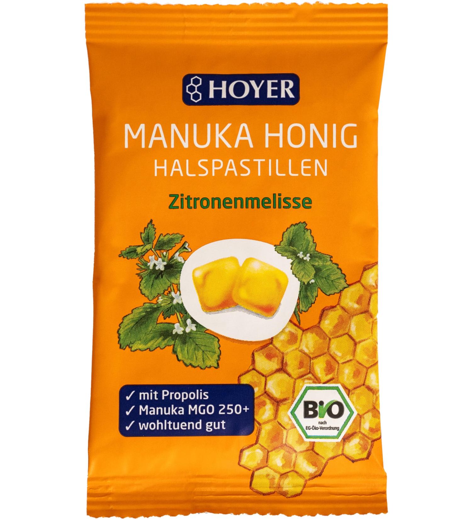 Hoyer Organic Manuka Honey Throat Pastilles Lemon Balm (2 x 30 g)