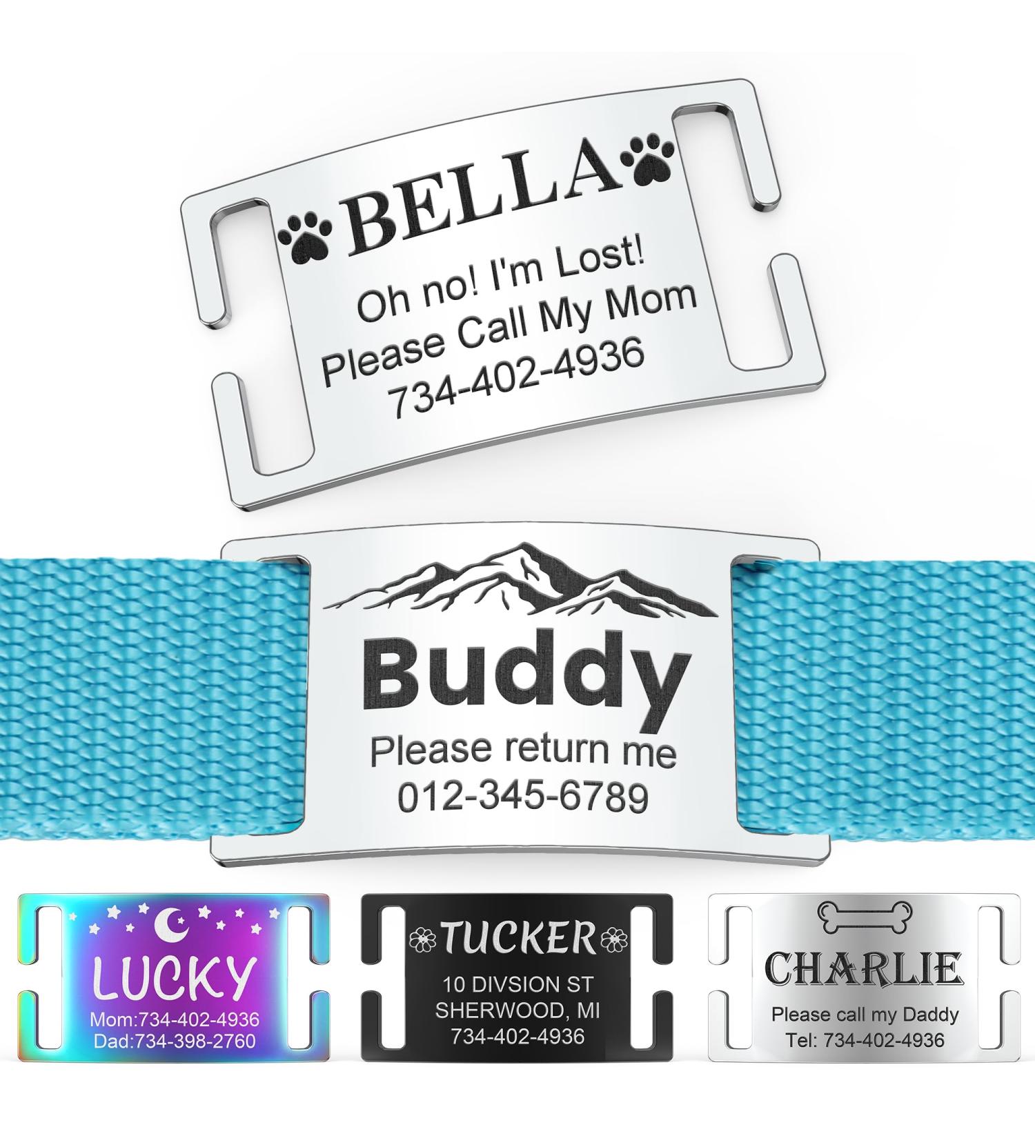 Yehanti Personalized Stainless Steel Dog Tag - Custom Engraved Pet ID for Dogs & Cats (L Silver 19mm Collar) - Buy Online on SooperMarket.com