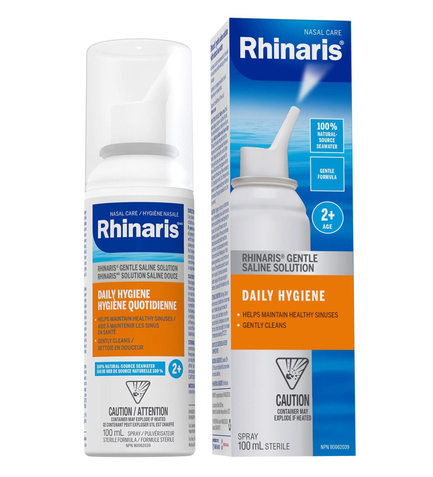 Rhinaris Rhinaris Daily Hygiene - Isotonic Gentle Saline Solution 100ml - Natural Source Seawater Preservative Free Nasal Spray for Men Women & Kids - Relieves Dryness - Maintains Healthy Sinuses Gentle Formula - Buy Online on SooperMarket.com