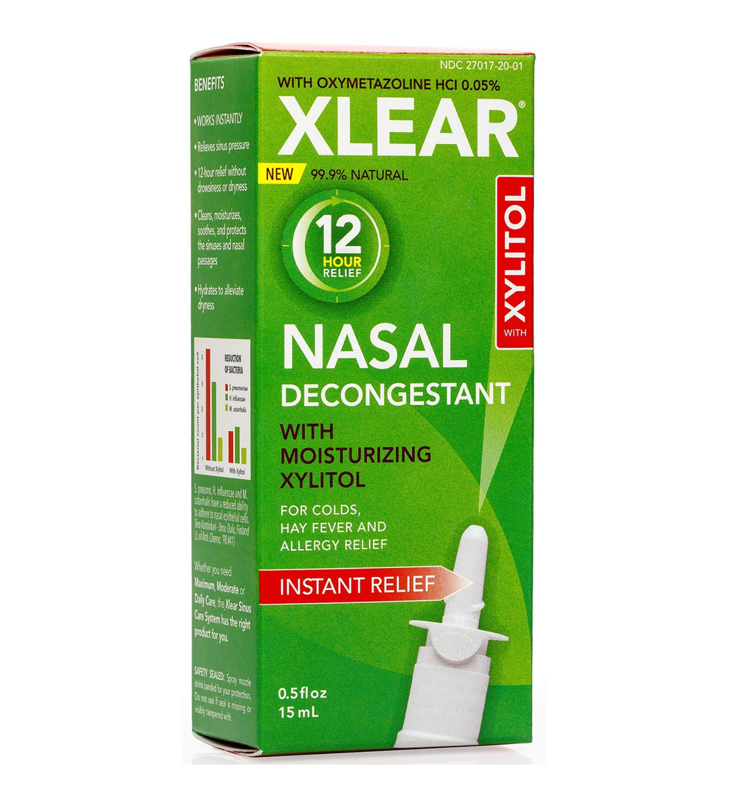 Xlear 12-Hour Nasal Decongestant Spray with Xylitol and Oxymetazoline - 0.5 fl oz - Instant Relief for Sinus Pressure - Kids and Adults - Buy Online on SooperMarket.com