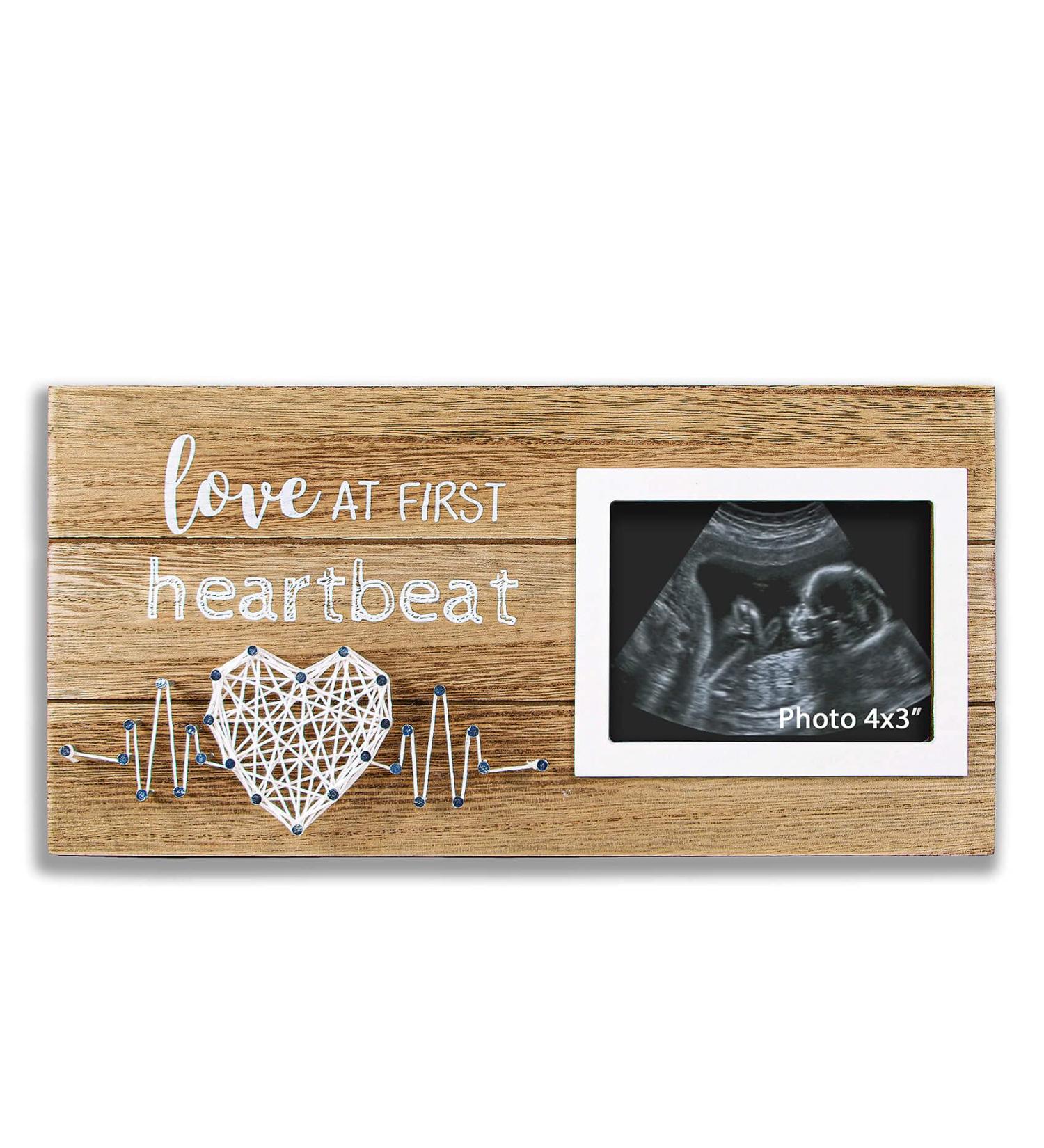 VILIGHT New Mom Gift: Love At First Heartbeat Sonogram Picture Frame - Pregnancy Announcement & Nursery Decor - Fits Standard 4 x 3 Ultrasound Photo - Buy Online on SooperMarket.com