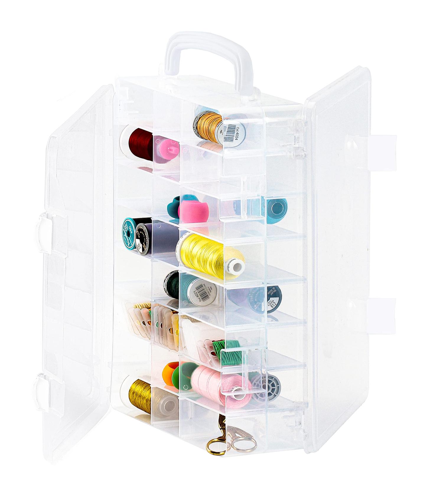 New brothread Double-Sided Storage Organizer/Box with Total 48 Adjustable Compartments  Removable Dividers for Embroidery and Sewing Threads  Embroidery Floss  Needles  Beads  Small Crafts & Toys - Buy Online on SooperMarket.com