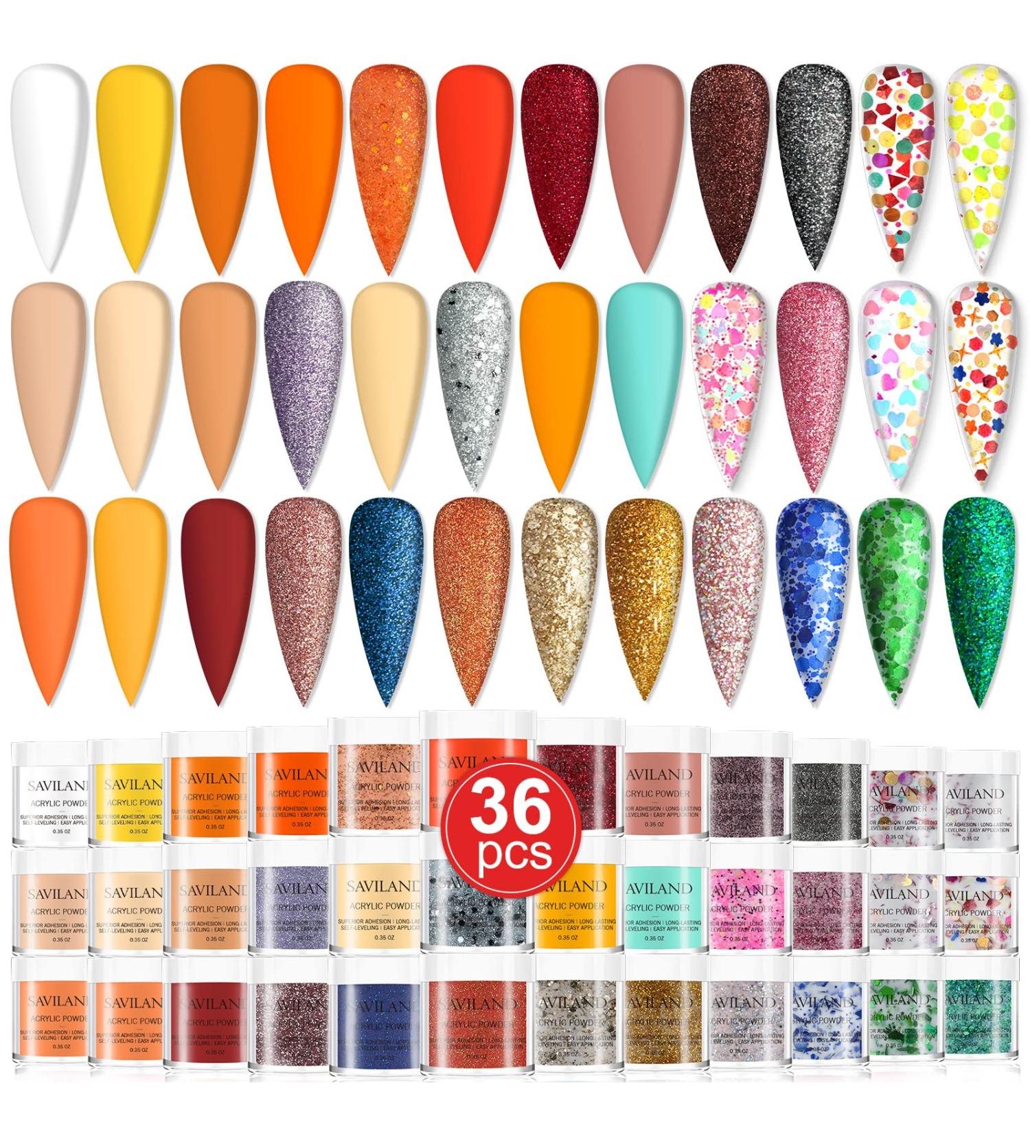 Saviland 36 Colors Acrylic Powder Set - Fall Winter Series | Nail Extension Starter Set for Salon & DIY - B4-36 Fall Colors Paradise - Buy Online on SooperMarket.com