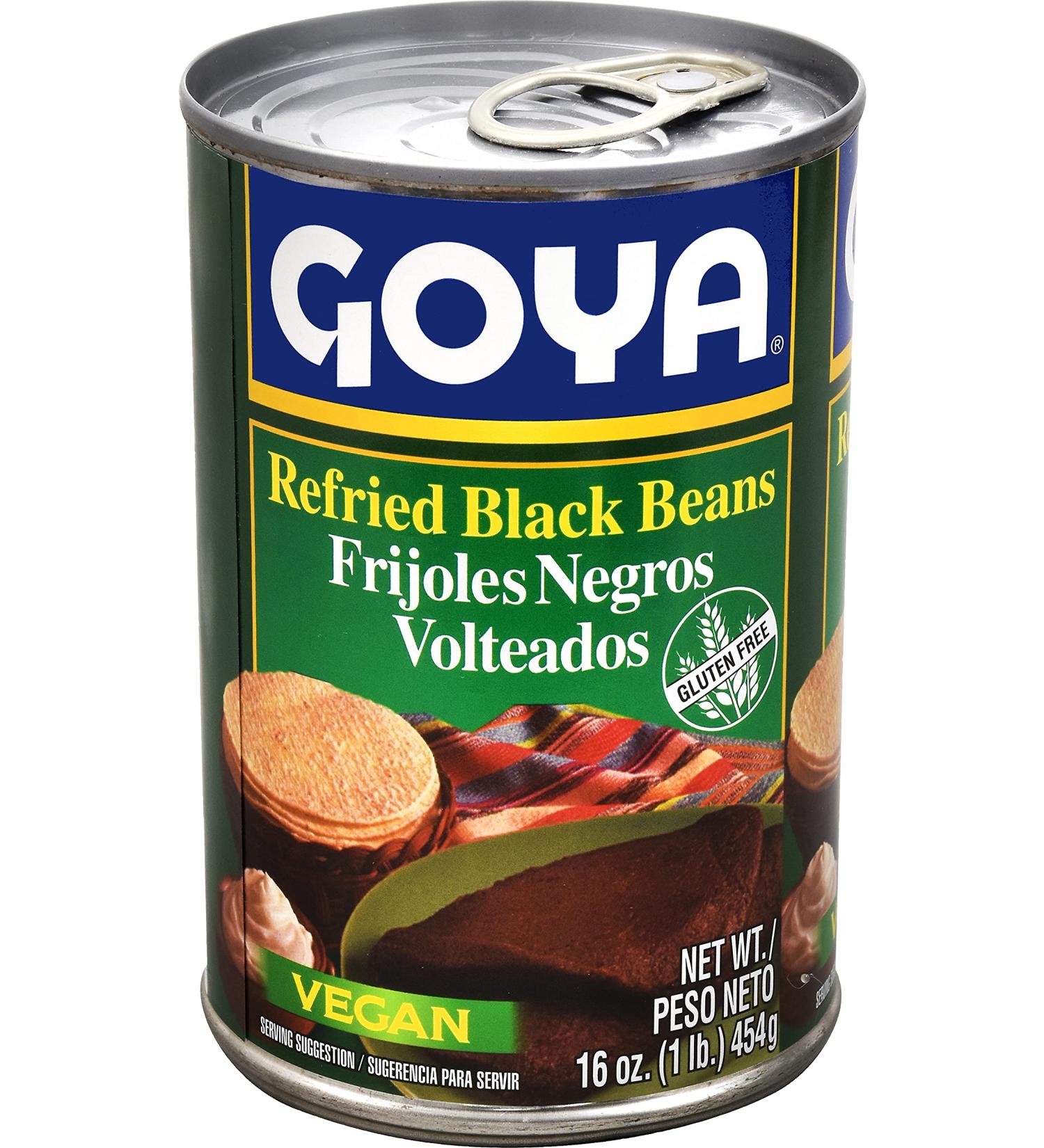 Goya Foods Refried Black Beans 16oz - Pack of 12 | Frijoles Negros Volteados - Buy Online on SooperMarket.com