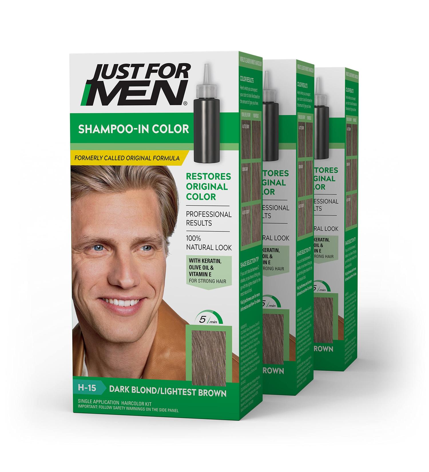 Just For Men Shampoo-In Color with Keratin and Vitamin E - Pack of 3 Dark Blond/Lightest Brown H-15 - Buy Online on SooperMarket.com