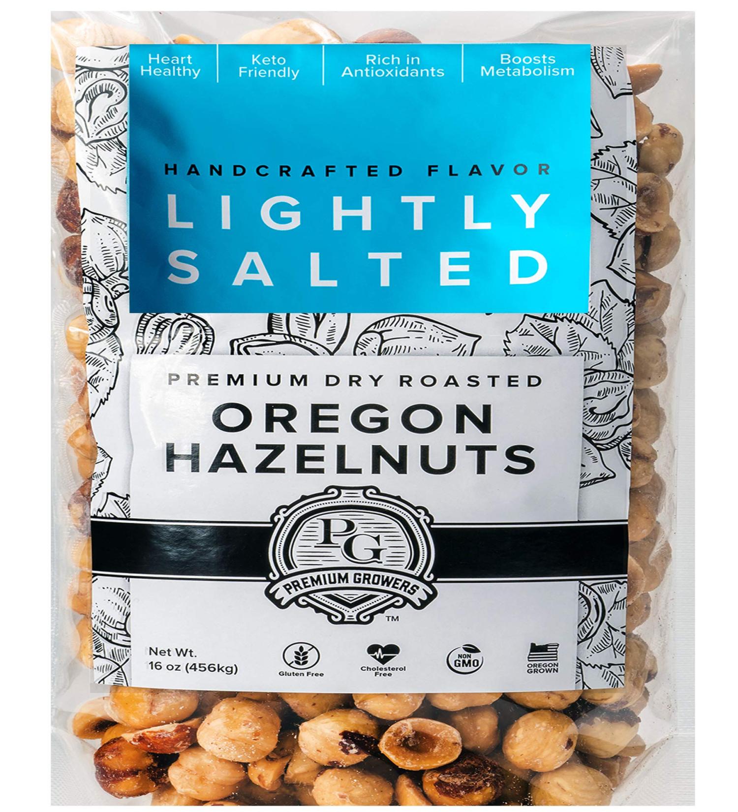 Premium Oregon Farm To Table Dry Roasted Hazelnuts - Lightly Salted - Kosher Certified - 1 LB - Buy Online on SooperMarket.com
